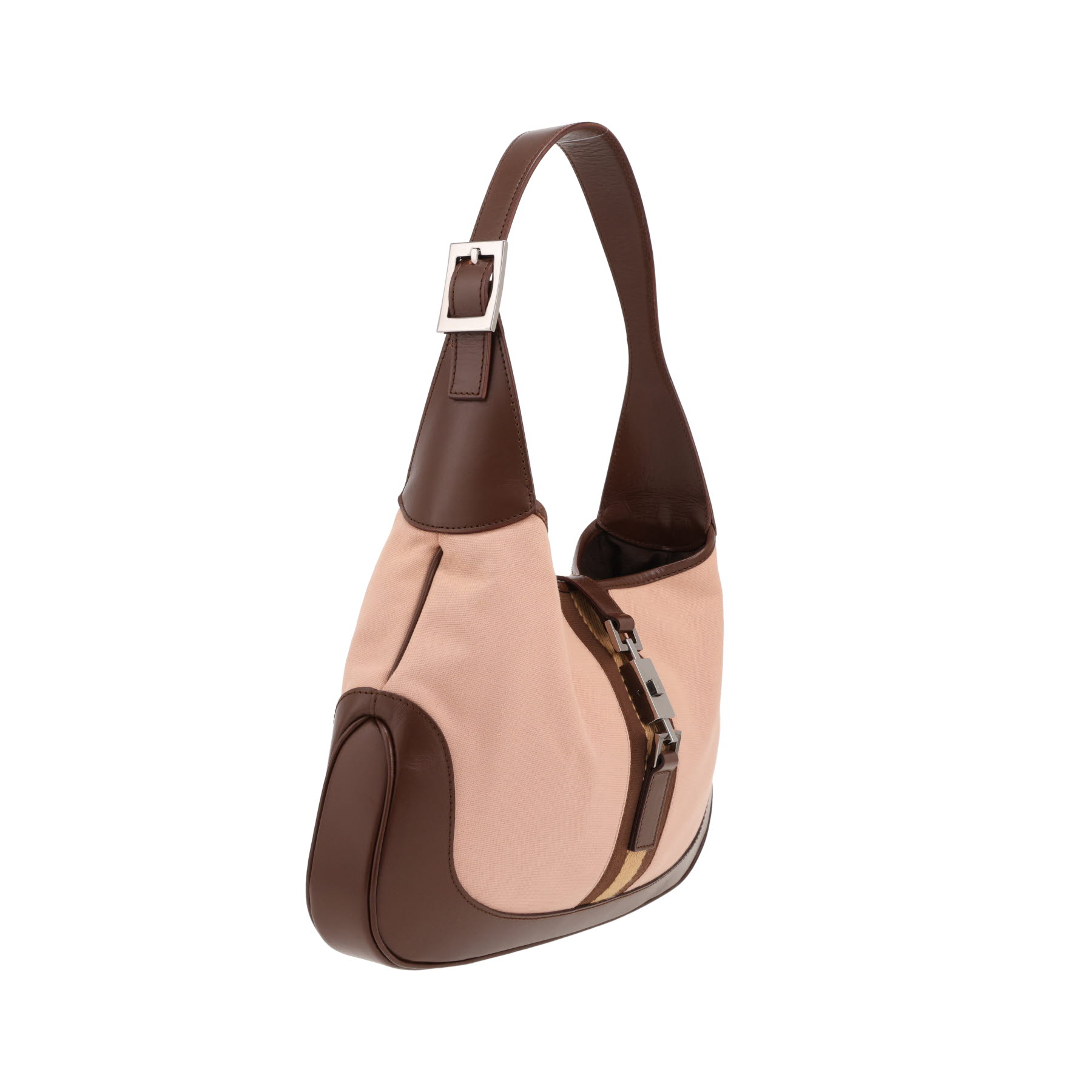 Gucci  Jackie handbag  in brown leather  and pink canvas