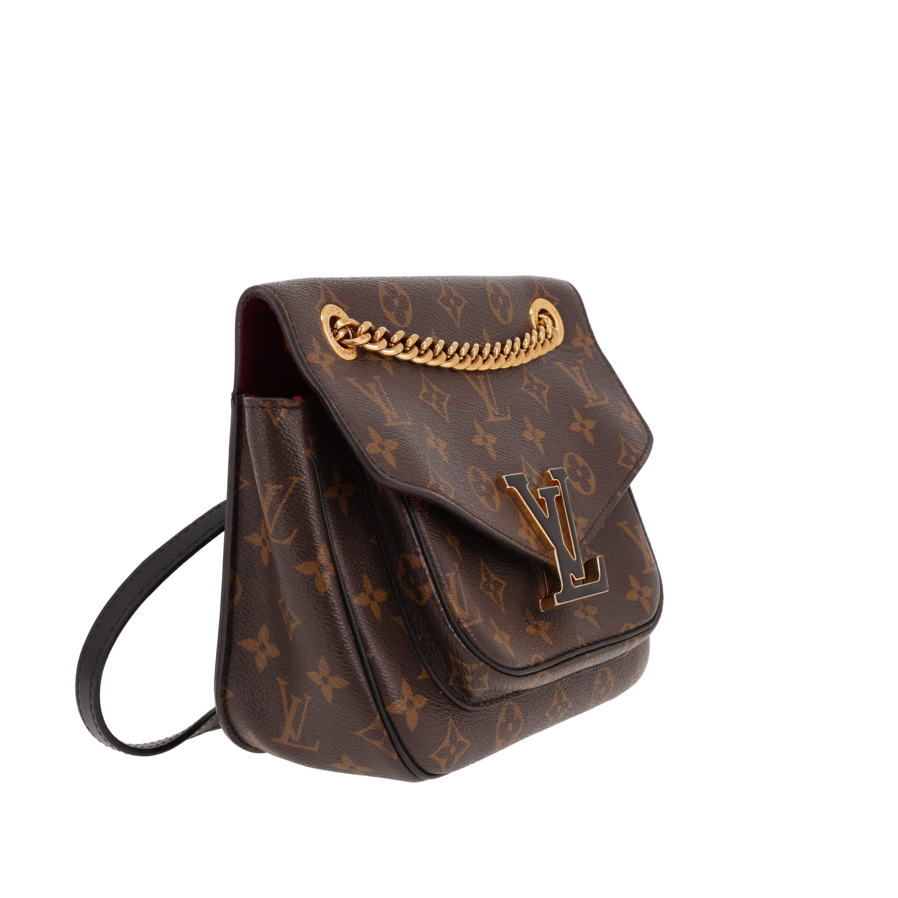 Louis Vuitton  Passy handbag  in brown monogram canvas  and black leather