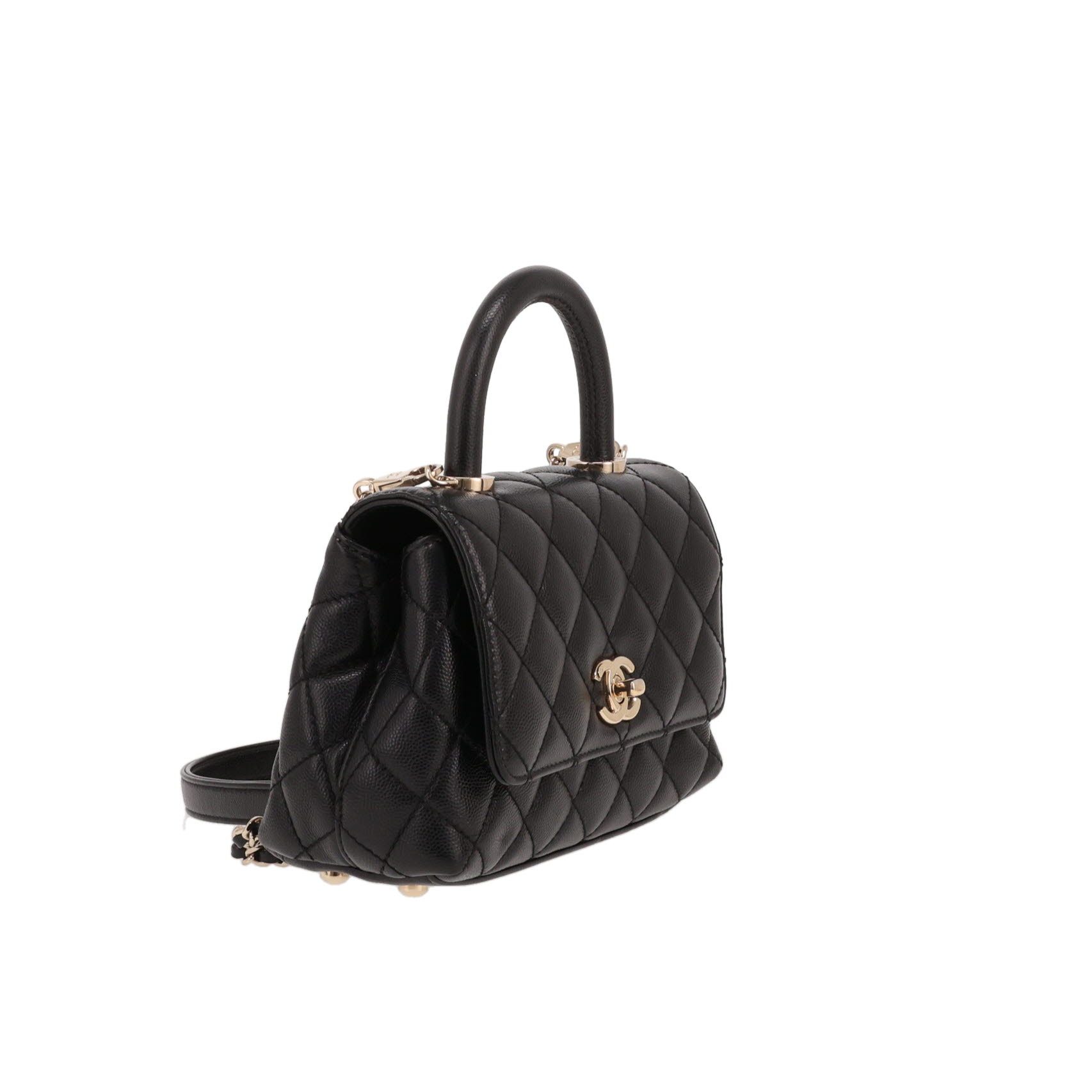 Chanel Coco Handle Mini shoulder bag in Noir quilted grained leather