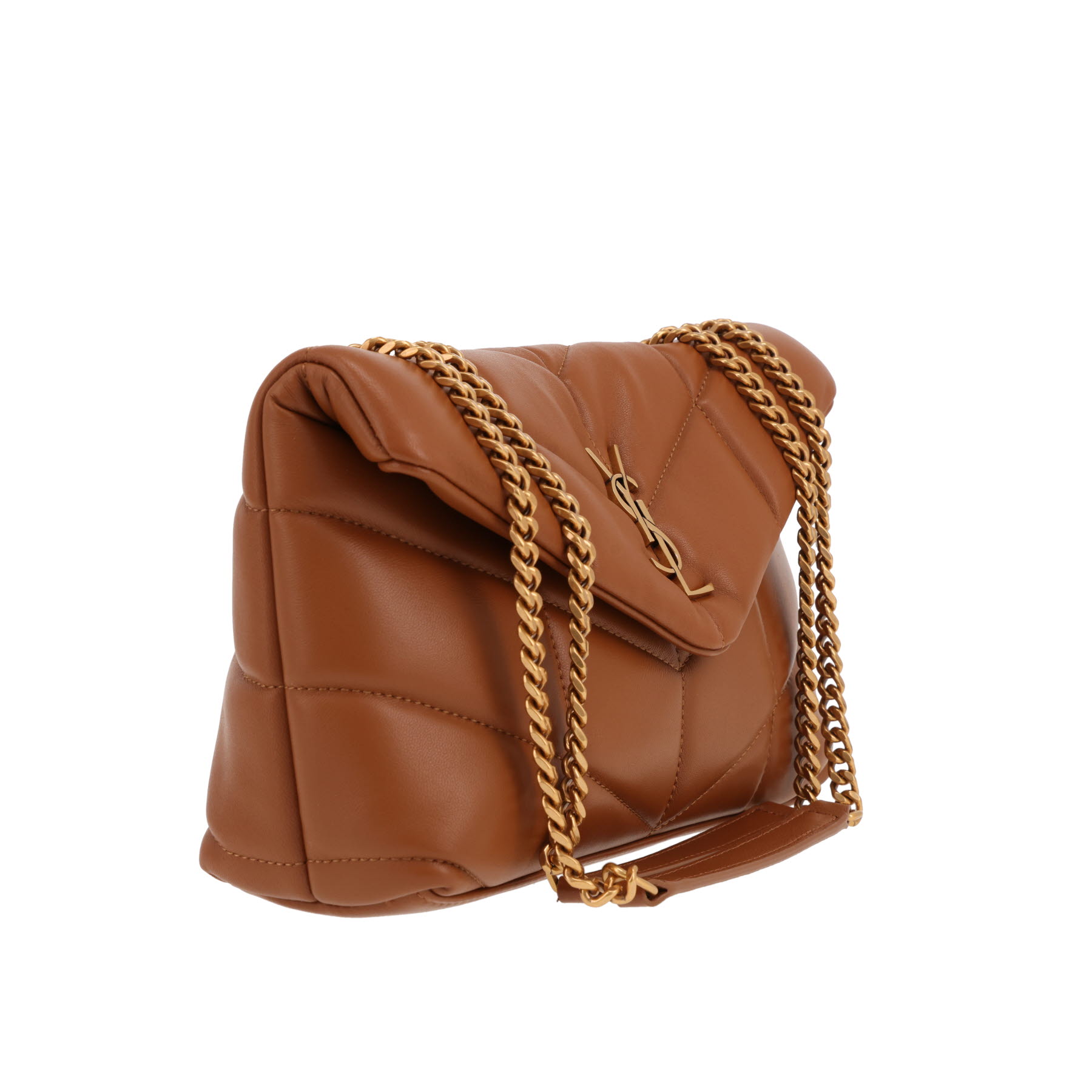 Saint Laurent  Puffer Toy shoulder bag  in havana brown quilted leather