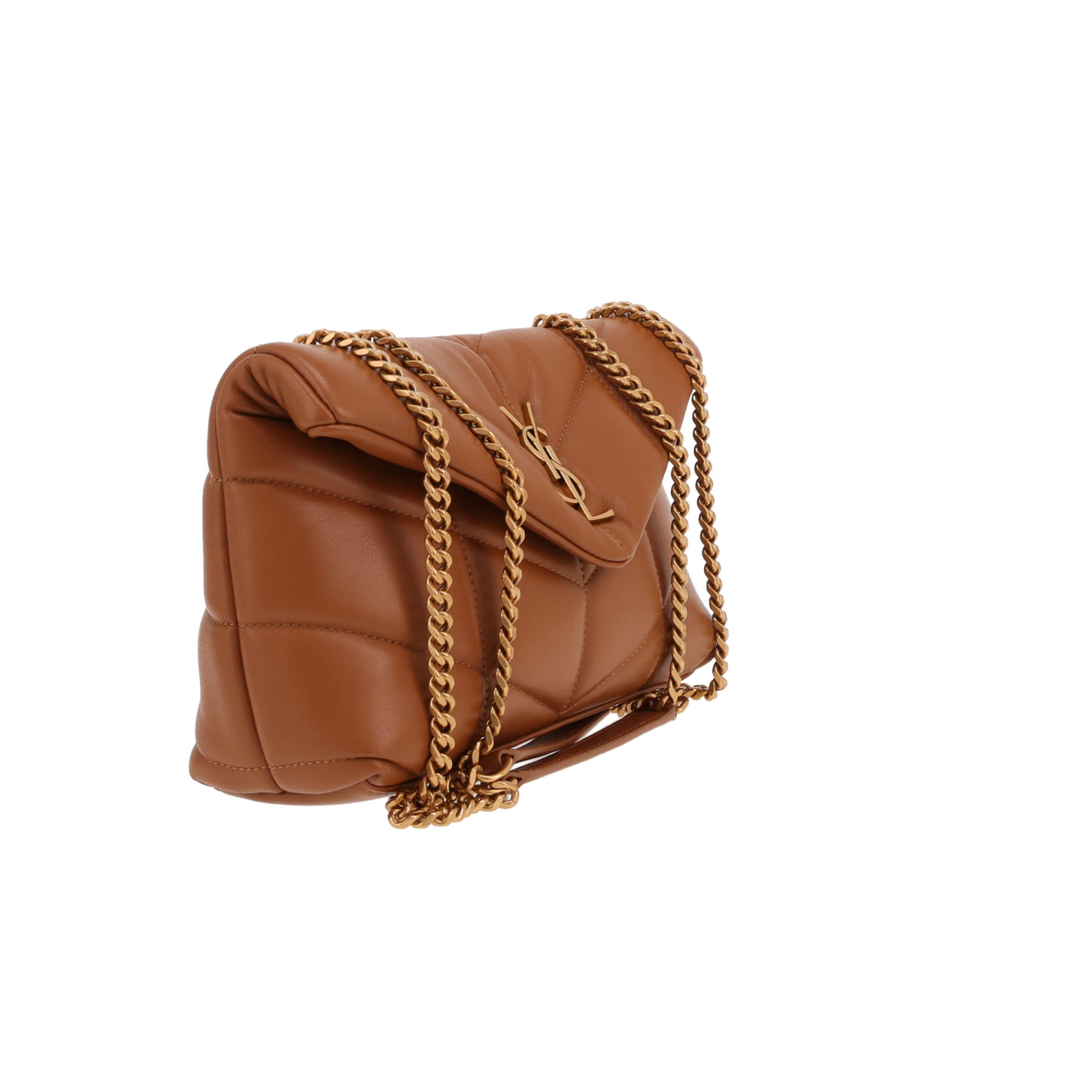 Saint Laurent  Puffer Toy shoulder bag  in havana brown quilted leather