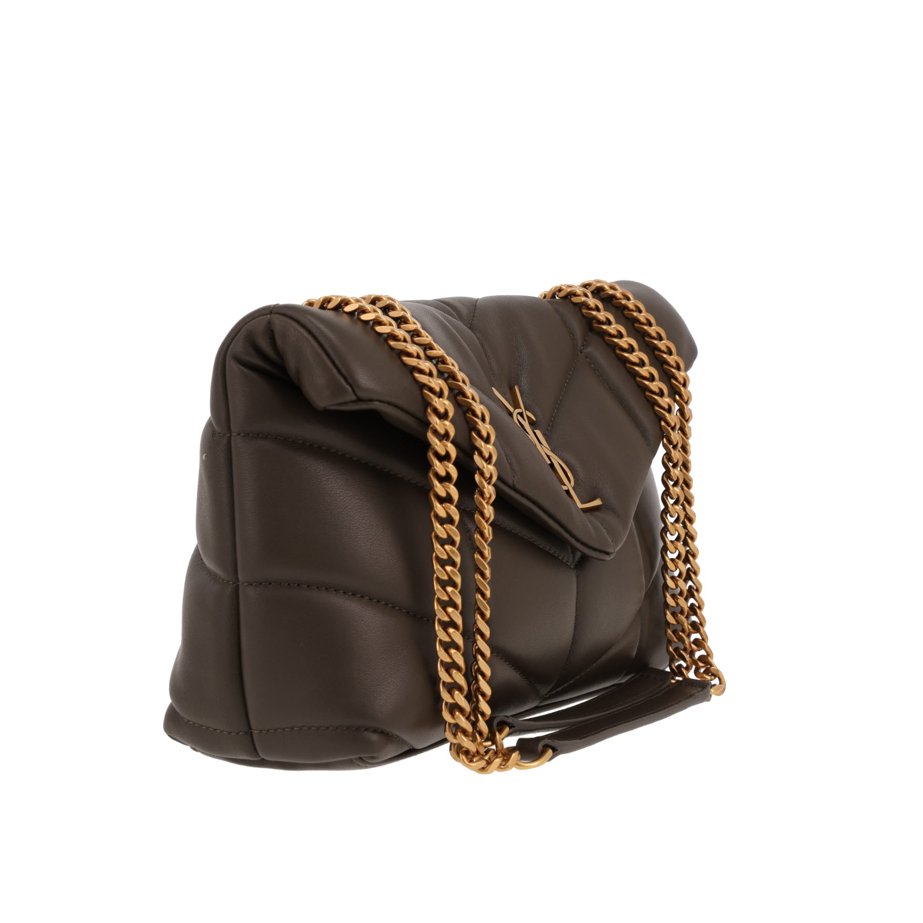 Saint Laurent  Puffer Toy shoulder bag  in khaki quilted leather