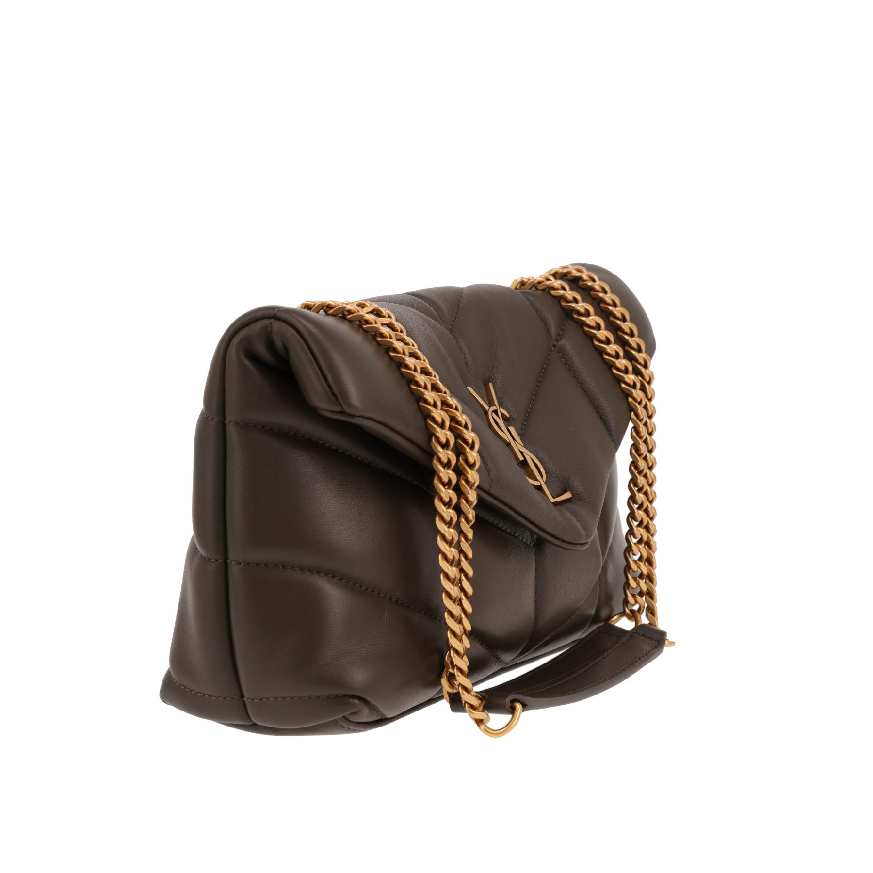 Saint Laurent  Puffer Toy shoulder bag  in khaki quilted leather
