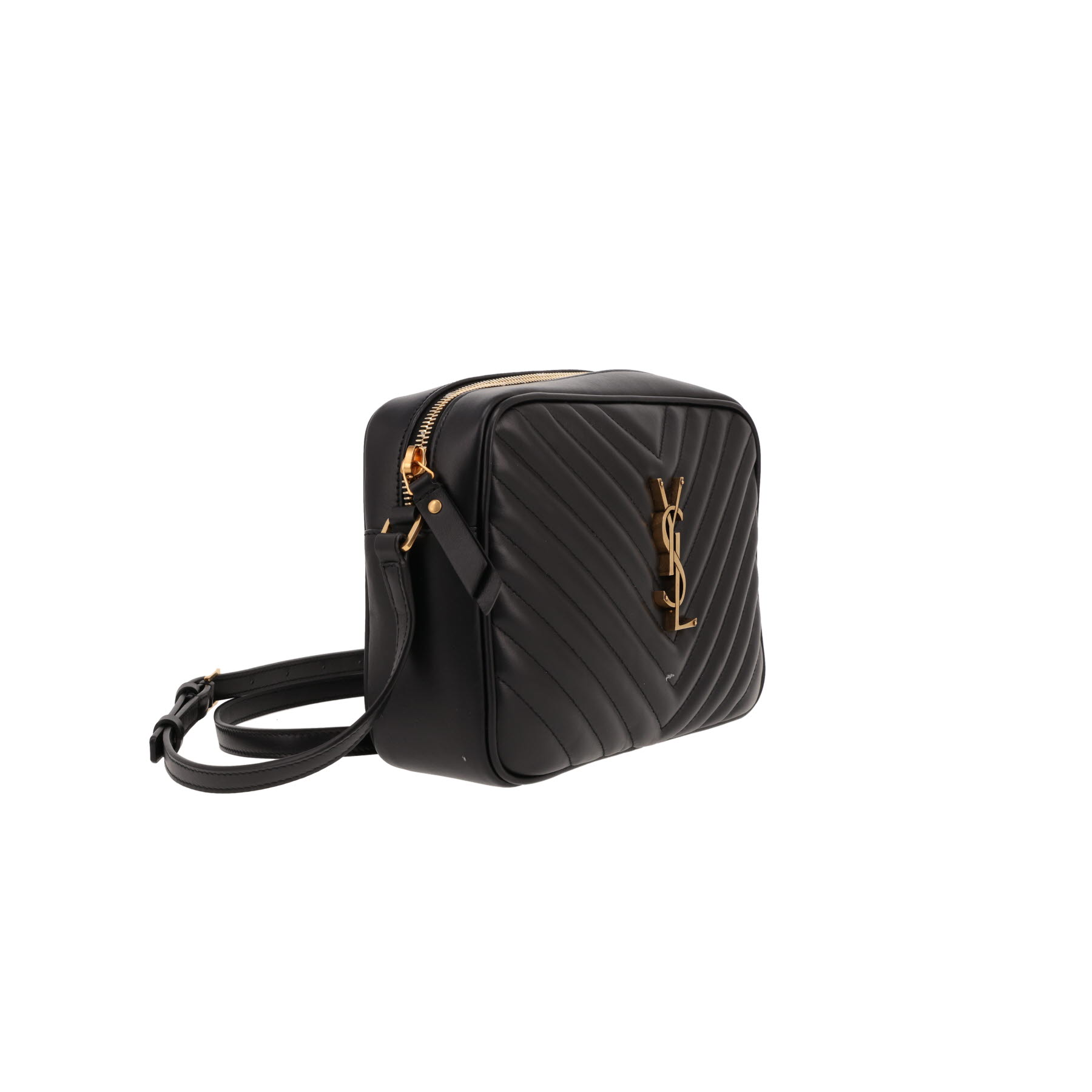 Sac bandoulière Saint Laurent  Lou Sac Caméra en cuir matelassé chevrons noir