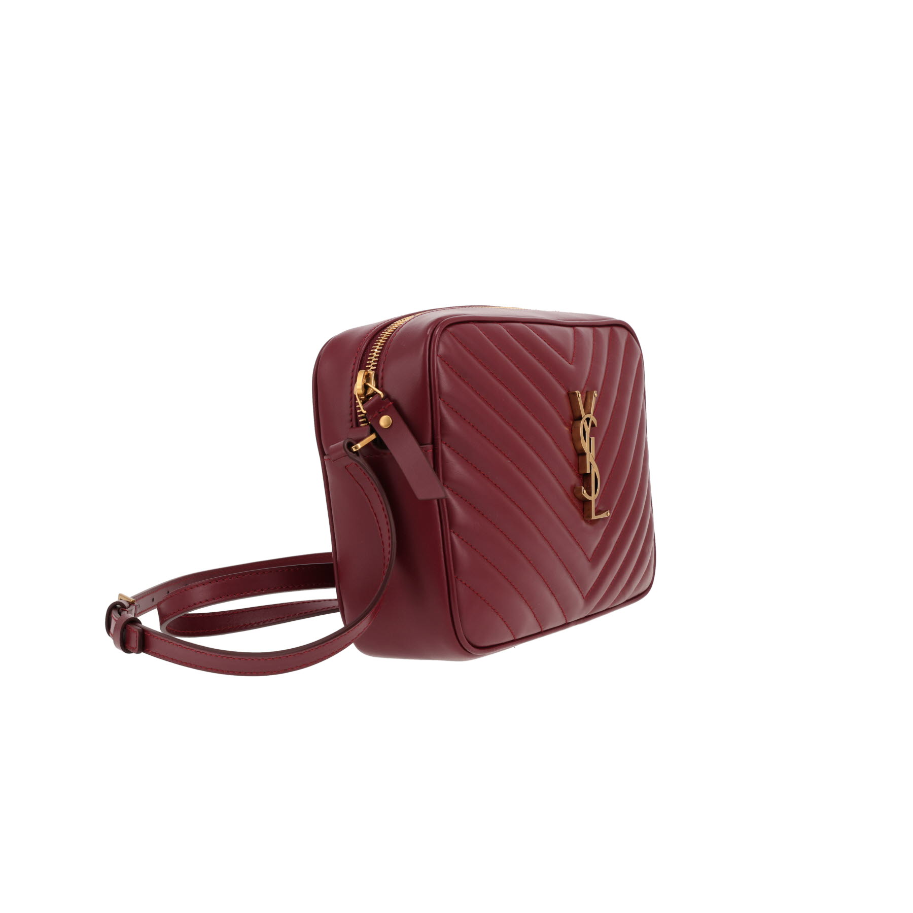 Sac bandoulière Saint Laurent  Lou Sac Caméra en cuir matelassé chevrons bordeaux