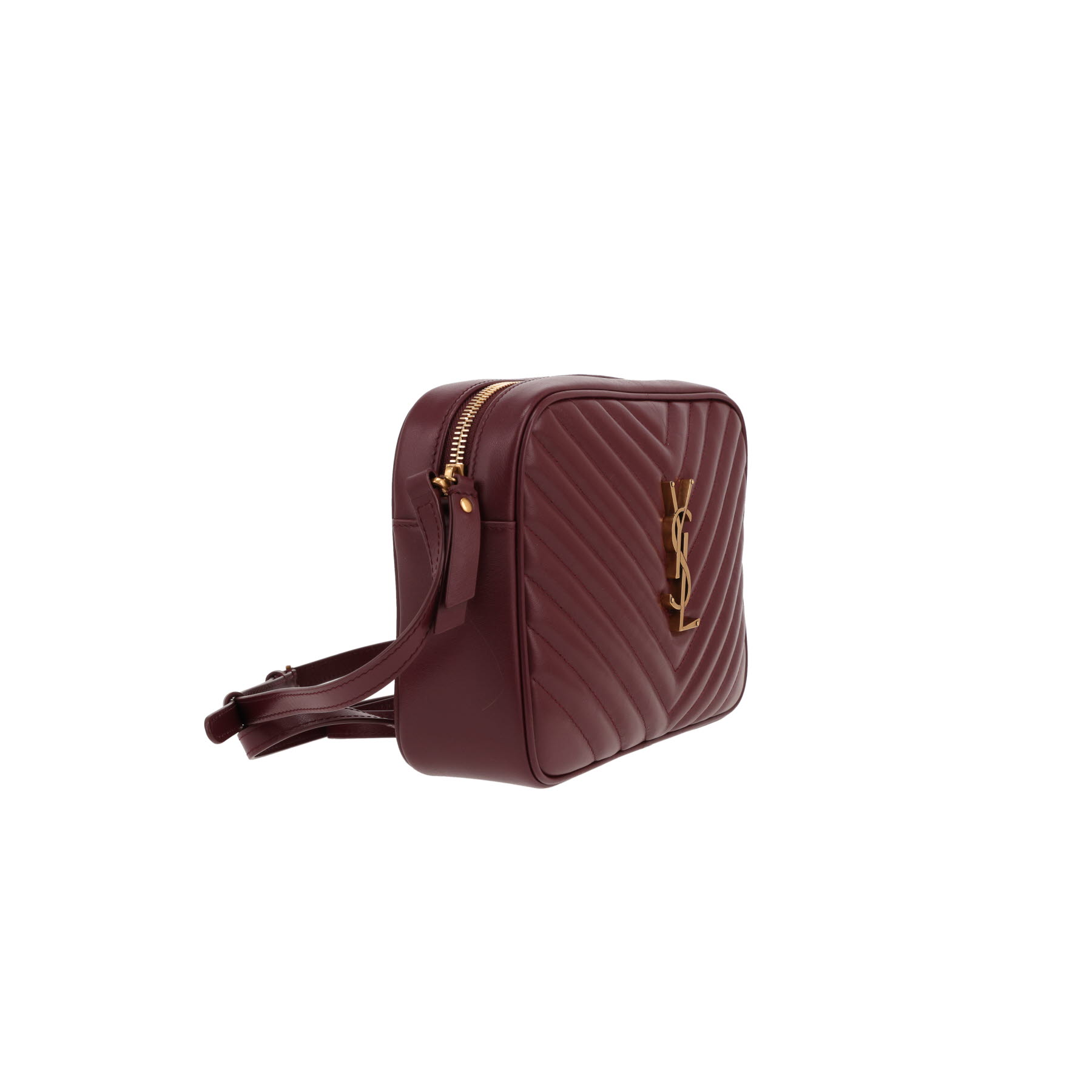 Sac bandoulière Saint Laurent  Lou Sac Caméra en cuir matelassé chevrons bordeaux