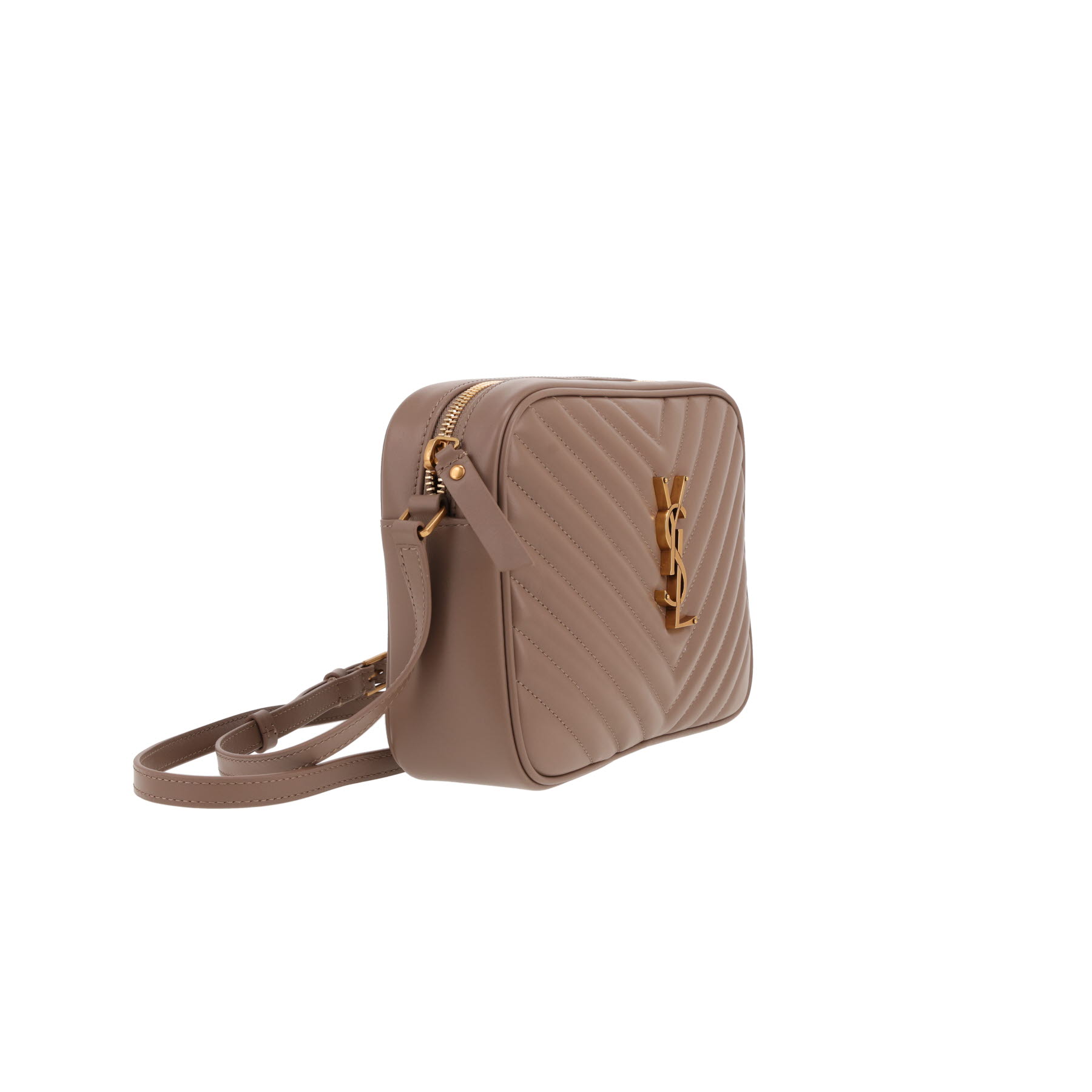 Saint Laurent  Lou Sac Caméra shoulder bag  in taupe chevron quilted leather