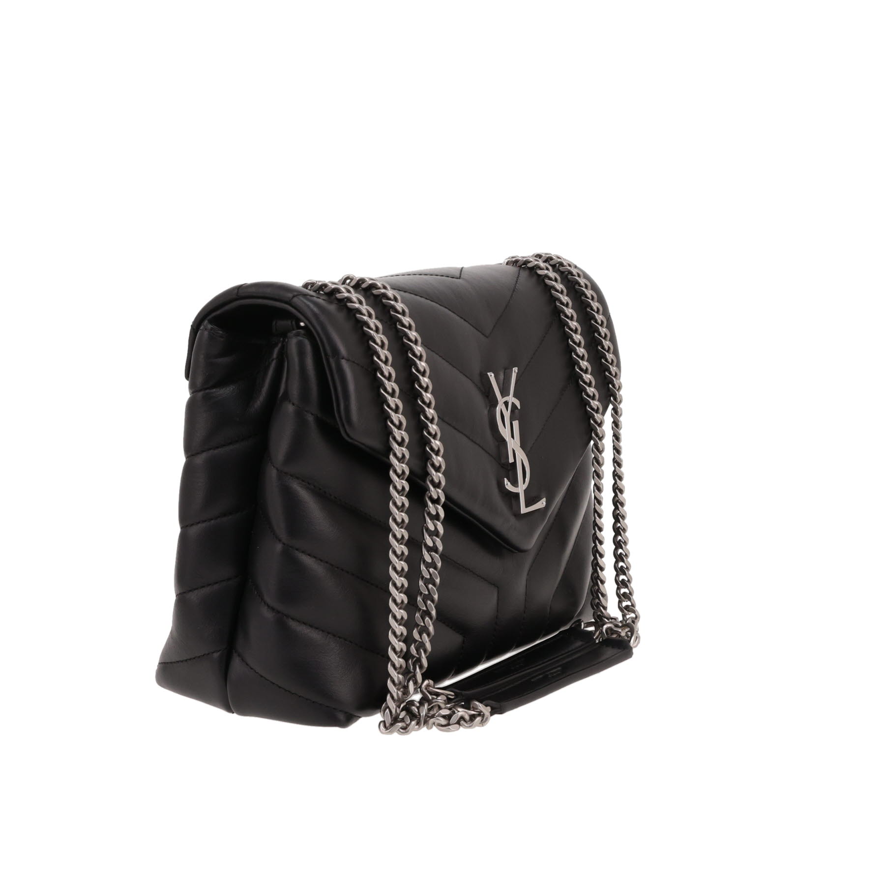Saint Laurent  Loulou small model  shoulder bag  in black chevron quilted leather