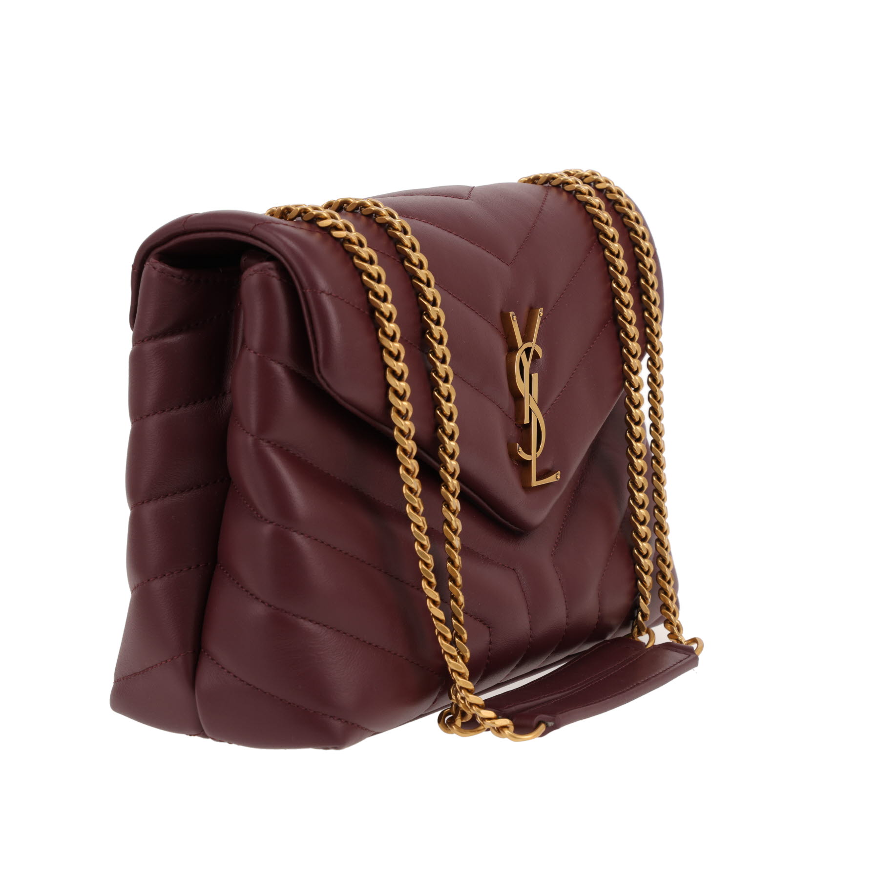 Saint Laurent  Loulou small model  shoulder bag  in burgundy chevron quilted leather