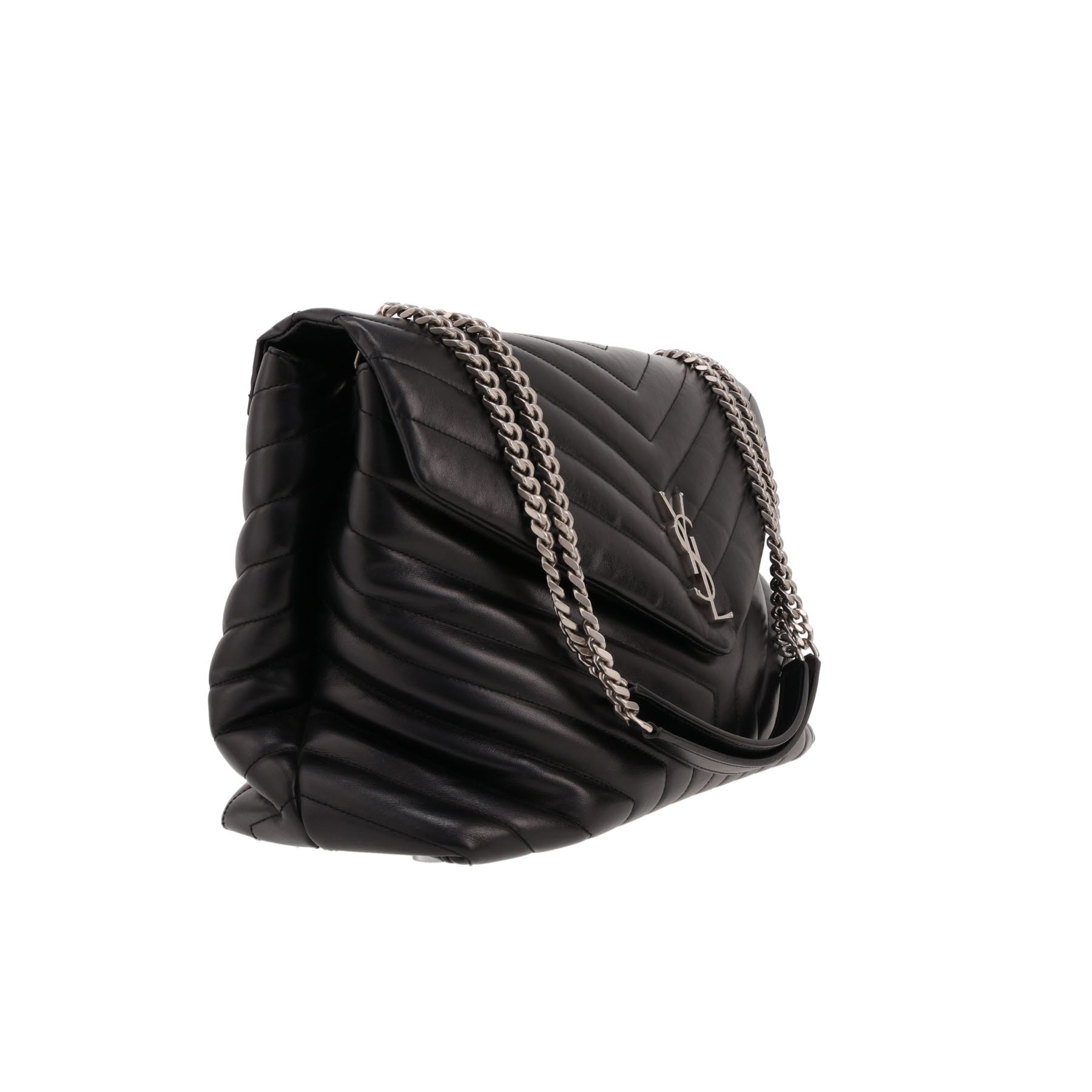 Borsa a spalla Saint Laurent  Loulou taglia XL  in pelle trapuntata nera