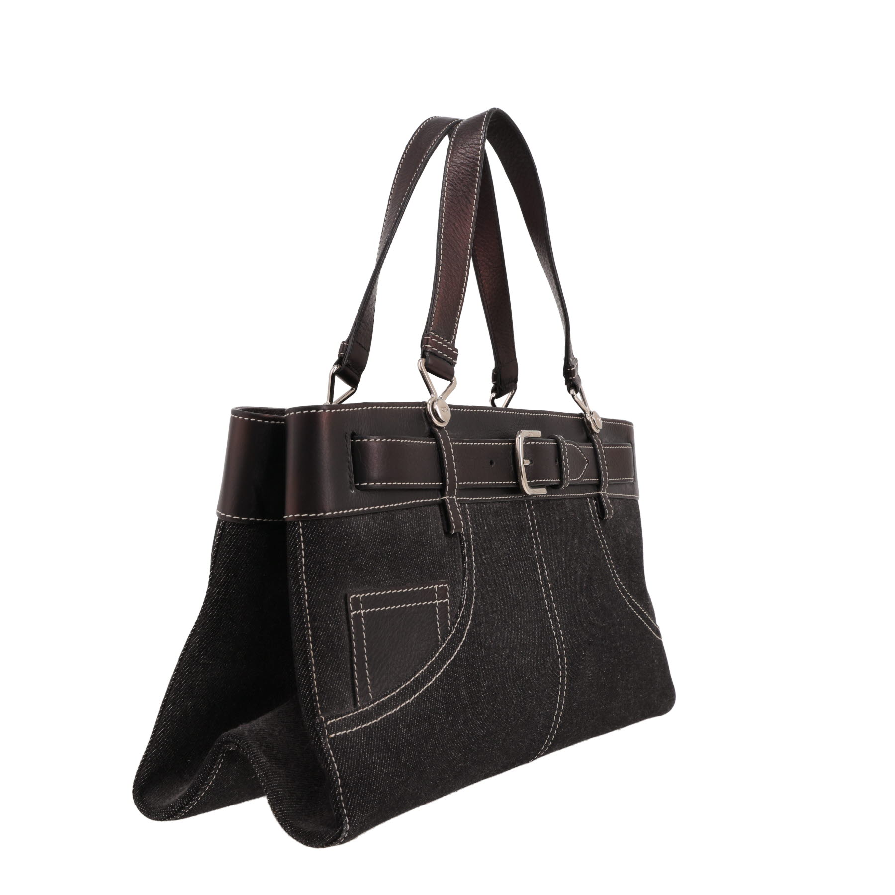 Sac à main Dior  Jeans Pocket en toile denim noire et cuir noir