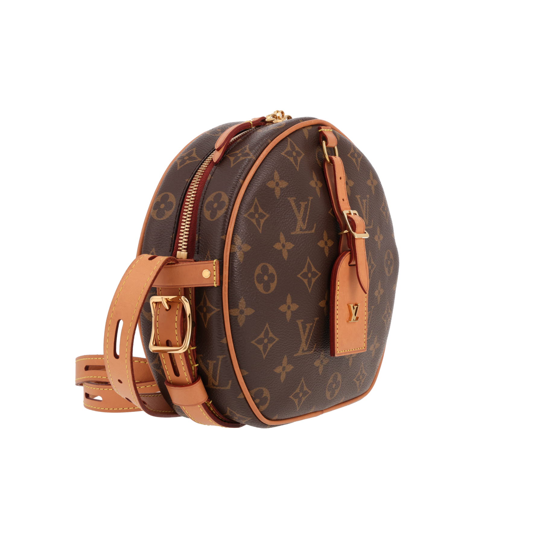 Borsa a tracolla Louis Vuitton  Boîte chapeau in tela monogram marrone e pelle naturale