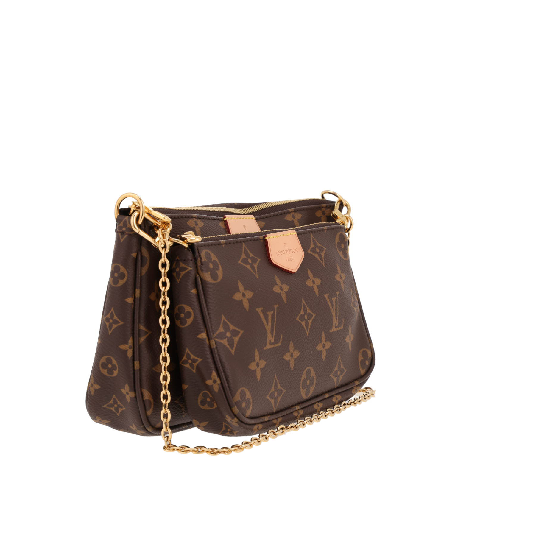 Borsa a tracolla Louis Vuitton  Multi-Pochette in tela monogram marrone e pelle naturale
