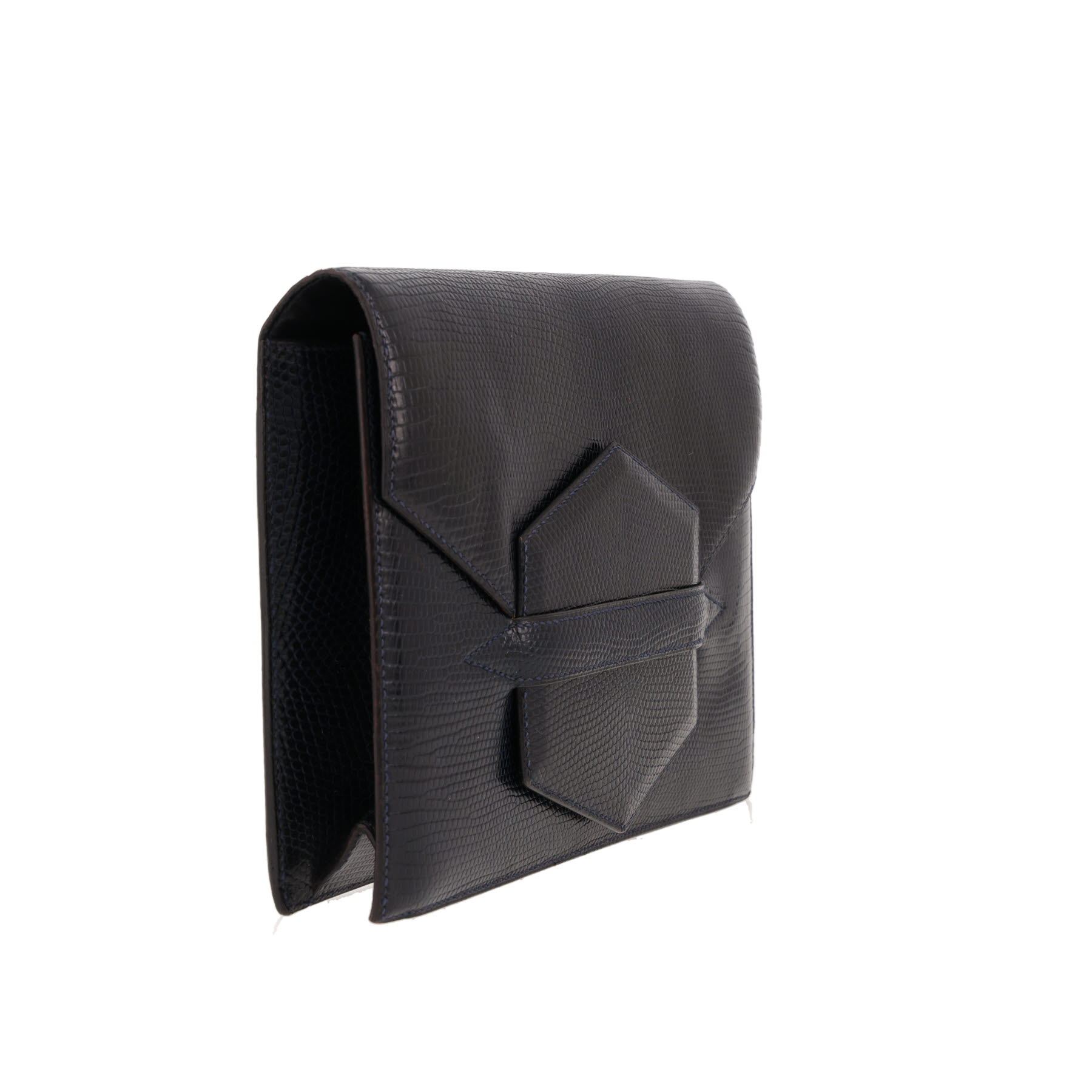 Pochette Hermès  Faco in lucertola blu marino