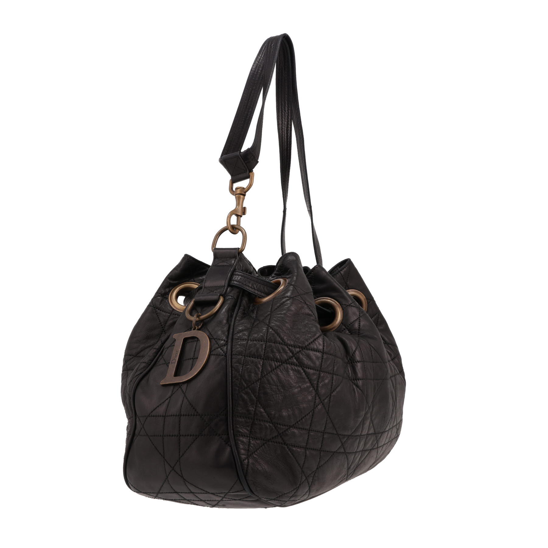 Sac porté épaule Dior   en cuir cannage noir