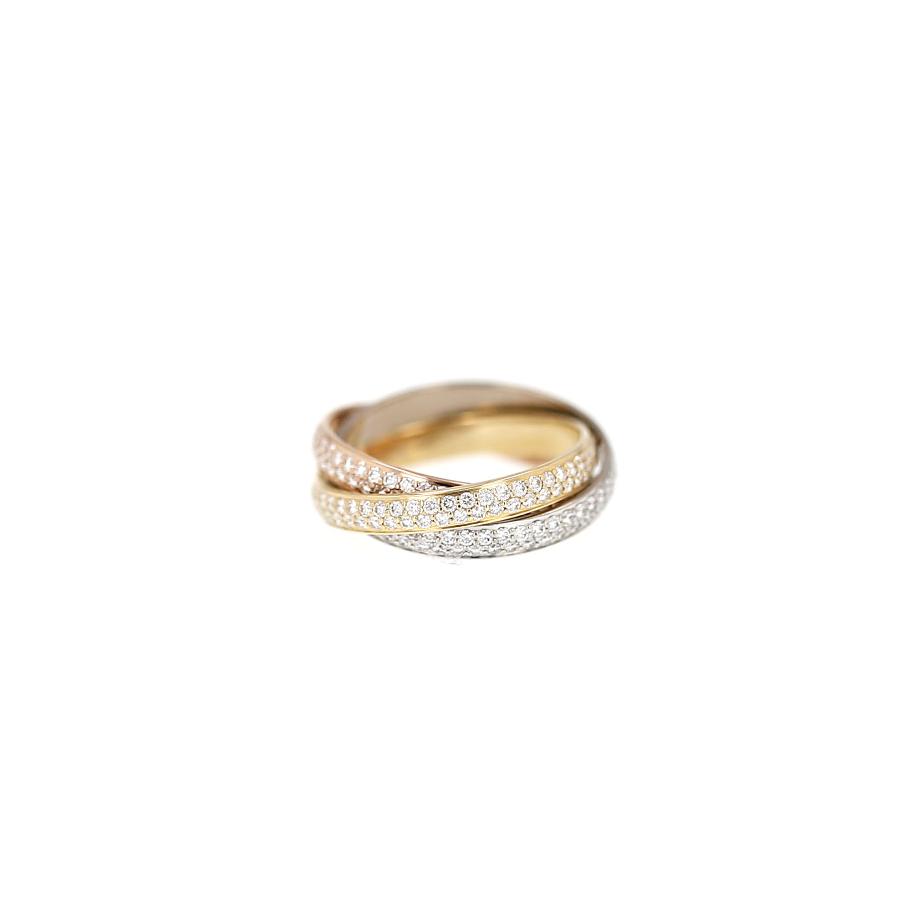 Cartier Trinity small model ring in 3 golds and diamonds, size 51