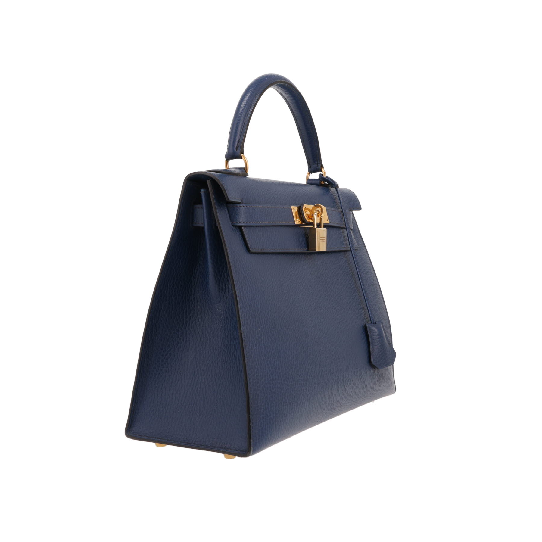 Bolso de mano Hermès  Kelly 28 cm en cuero Ardenne azul