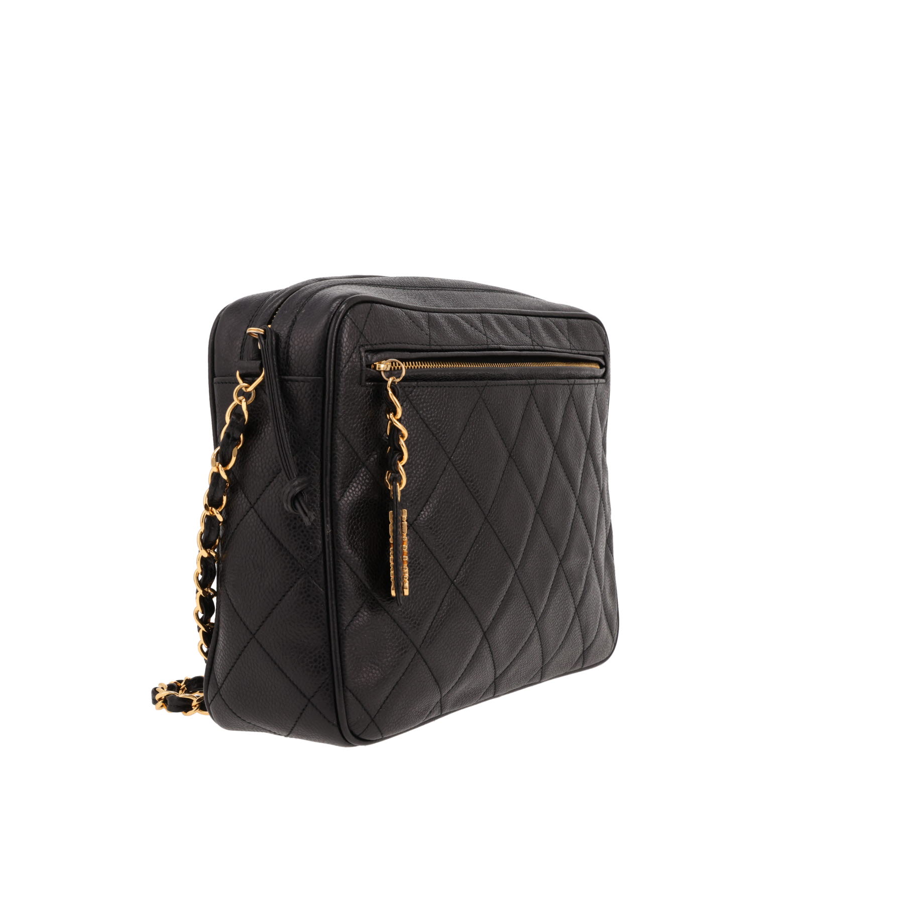 Borsa a tracolla Chanel  Vintage in pelle martellata e trapuntata nera