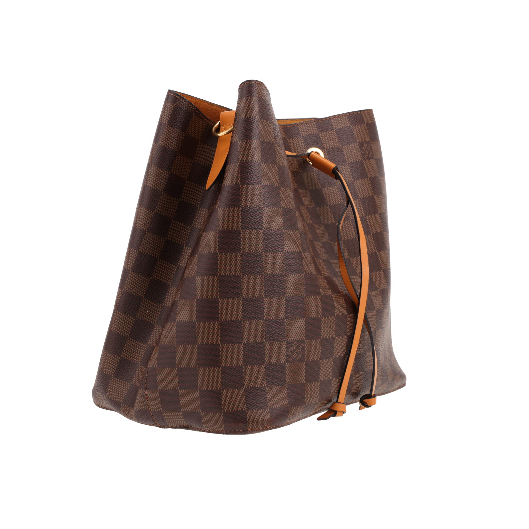 Bolso de mano Louis Vuitton  NéoNoé en lona a cuadros ébano y cuero azafrán