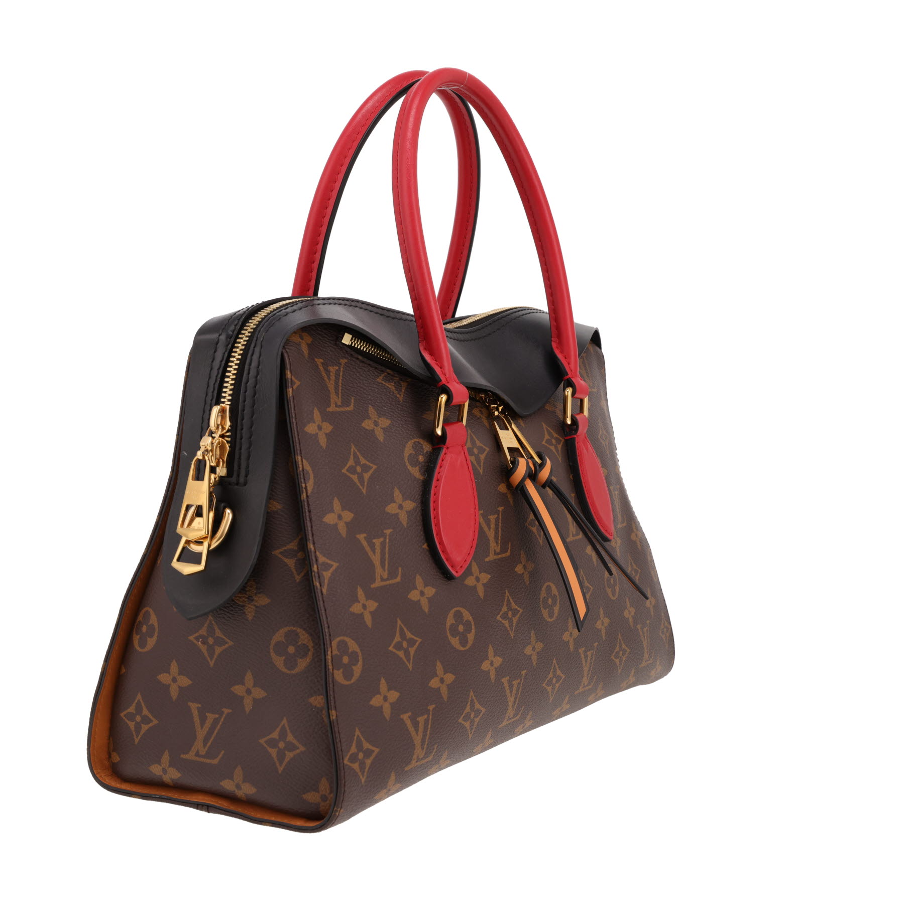Louis Vuitton  Tuileries handbag  in red and black leather  and brown monogram canvas