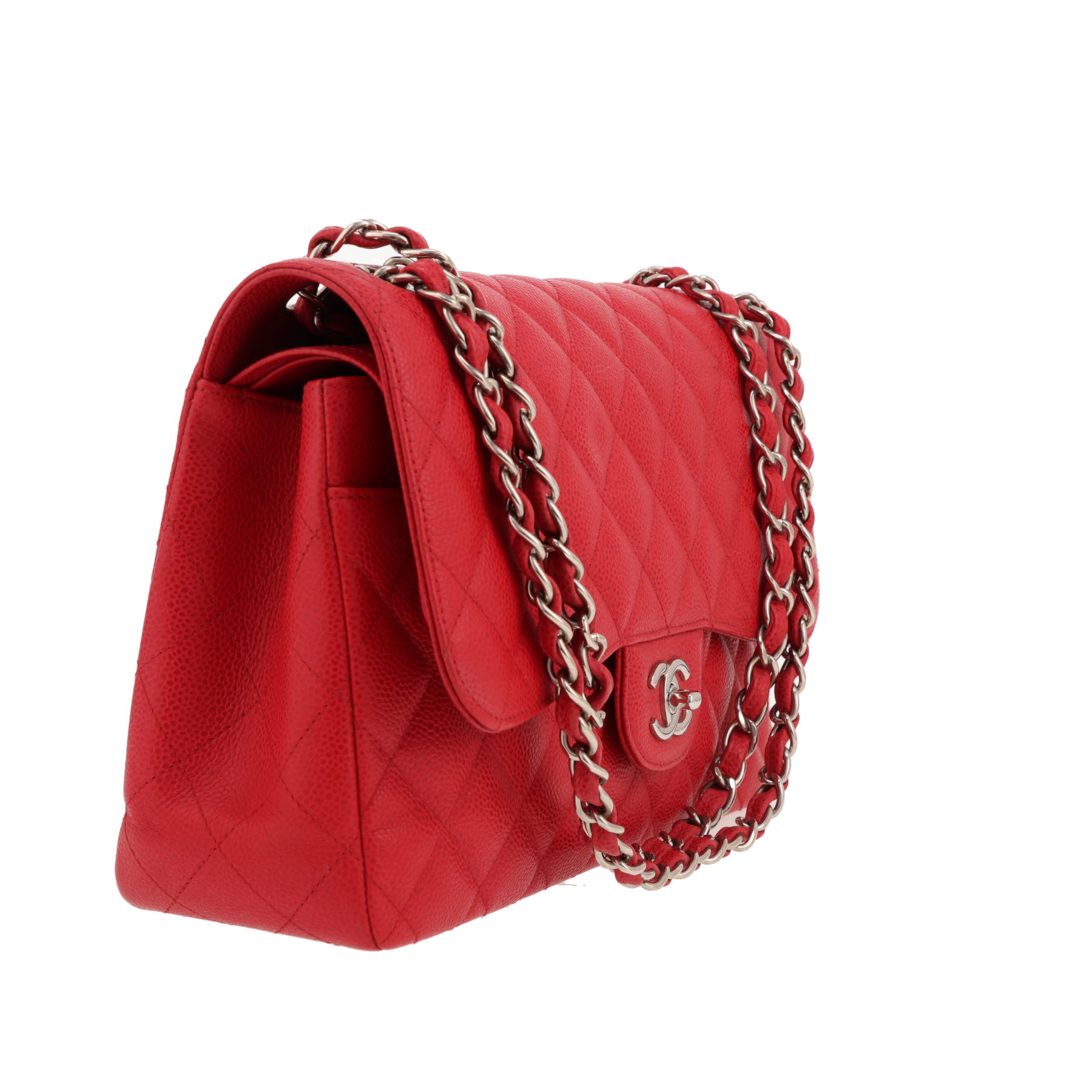 Borsa a tracolla Chanel  Timeless Jumbo in pelle martellata e trapuntata rossa