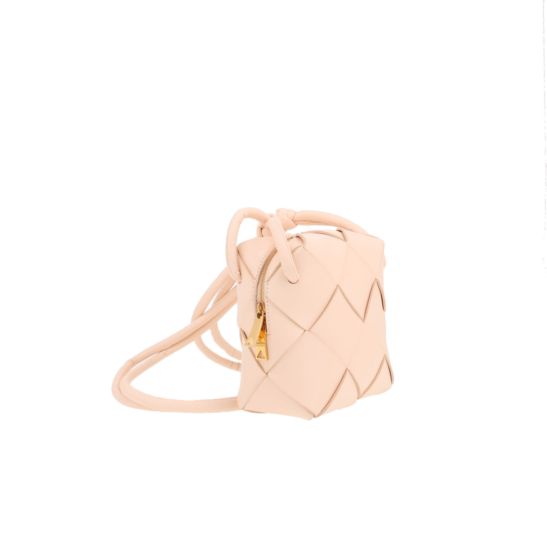 Borsa a tracolla Bottega Veneta  Camera Loop mini  in pelle intrecciata color crema