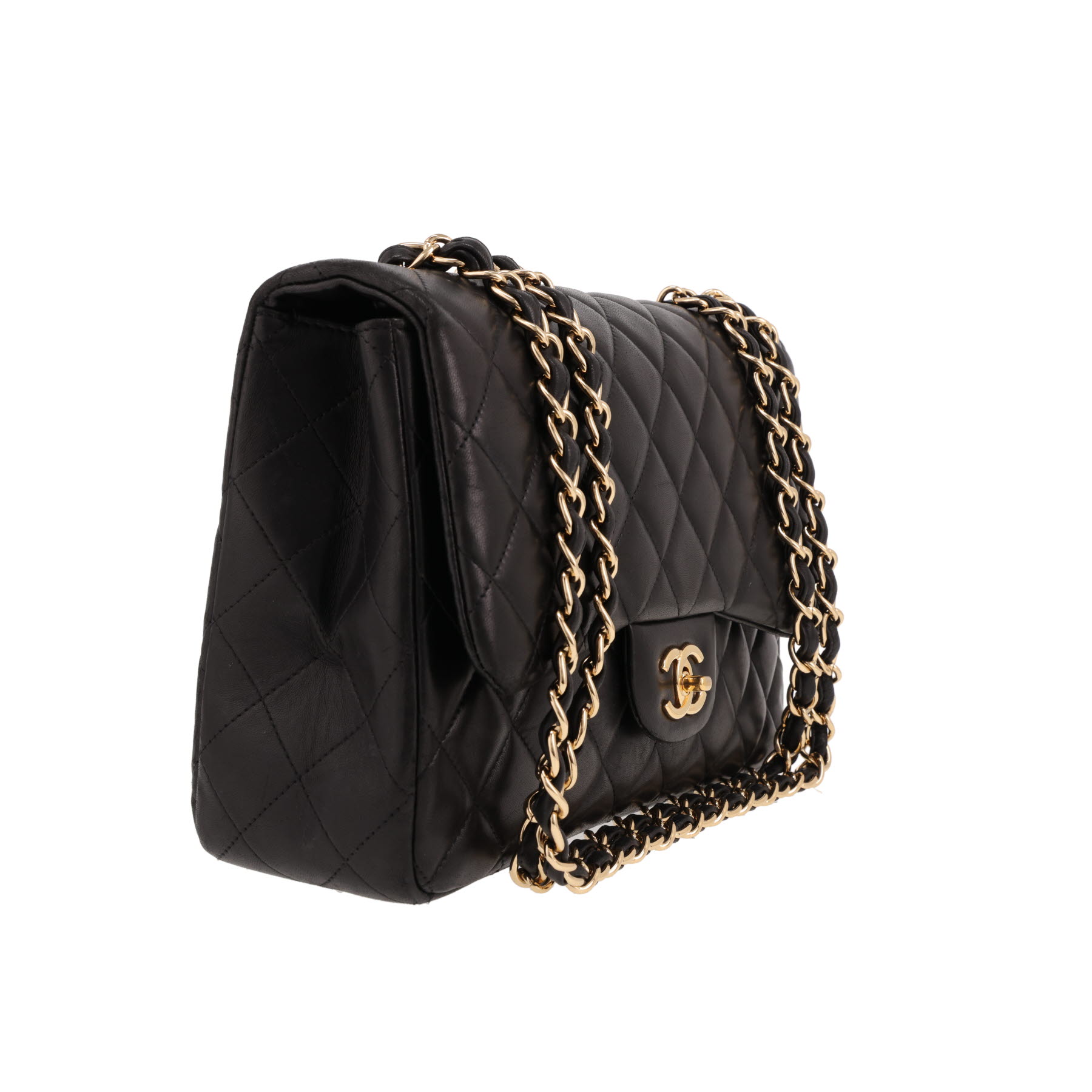 Chanel  Timeless Jumbo shoulder bag  in black quilted leather