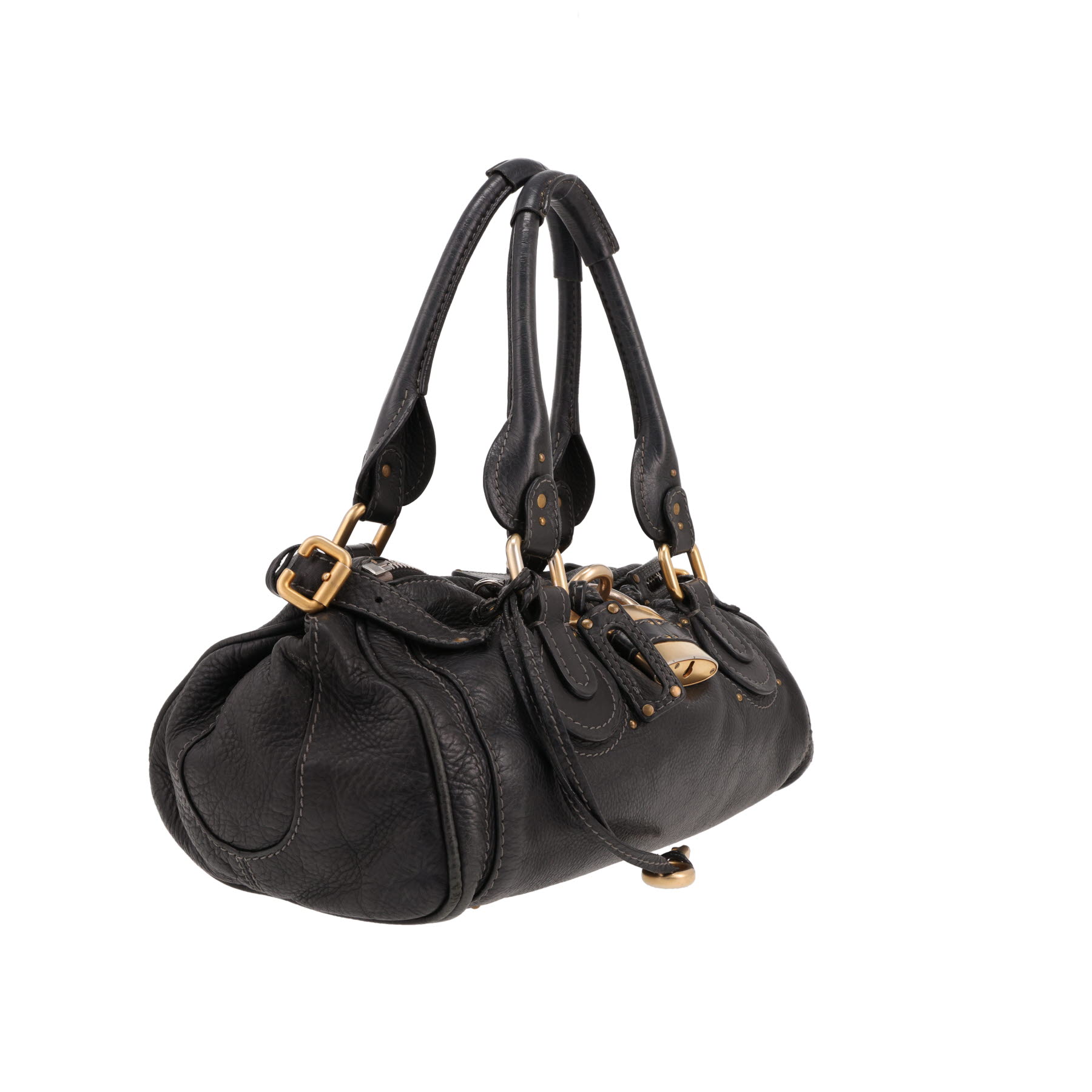 Bolso de mano Chloé  Paddington en cuero granulado negro