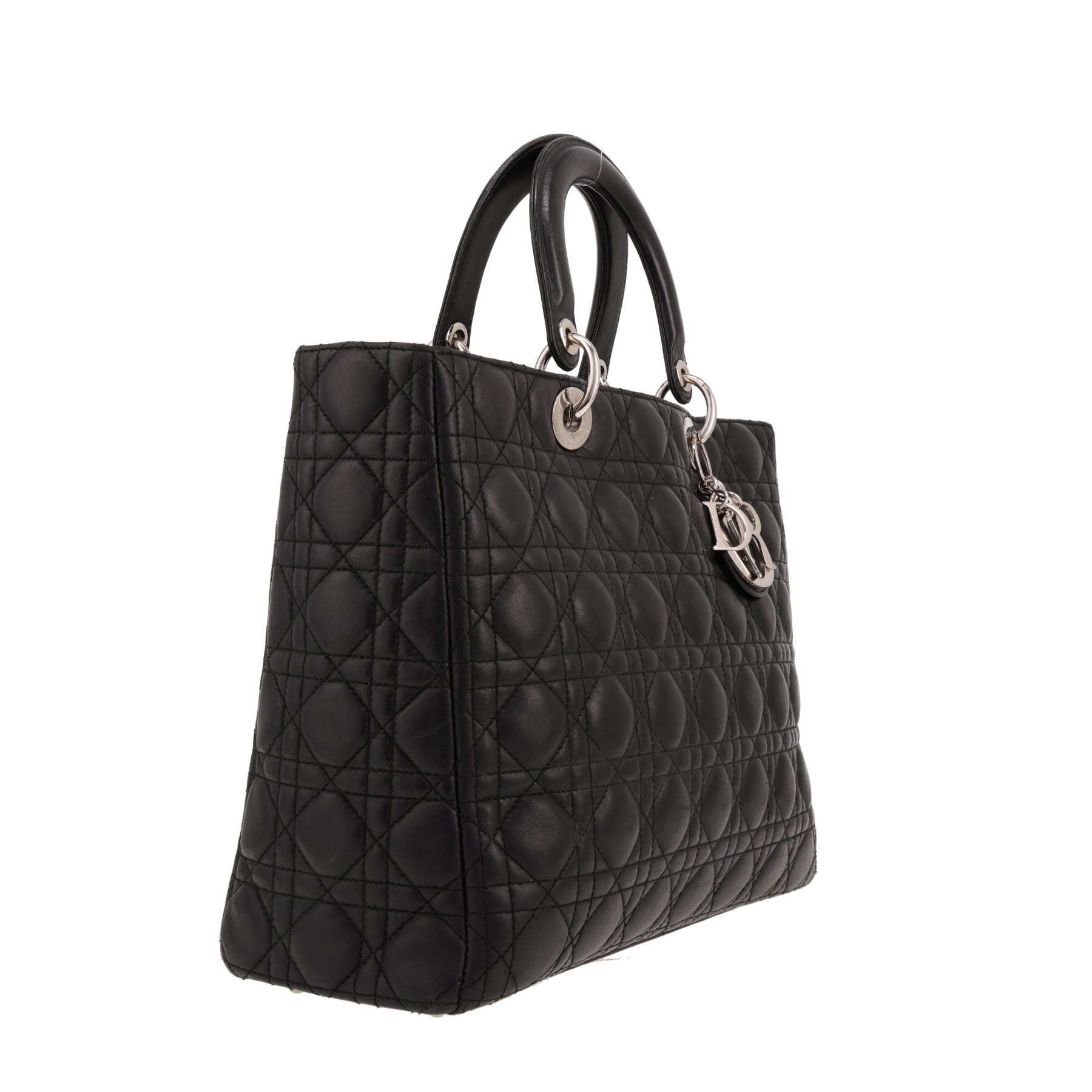 Borsa Dior  Lady Dior modello grande  in pelle cannage nera