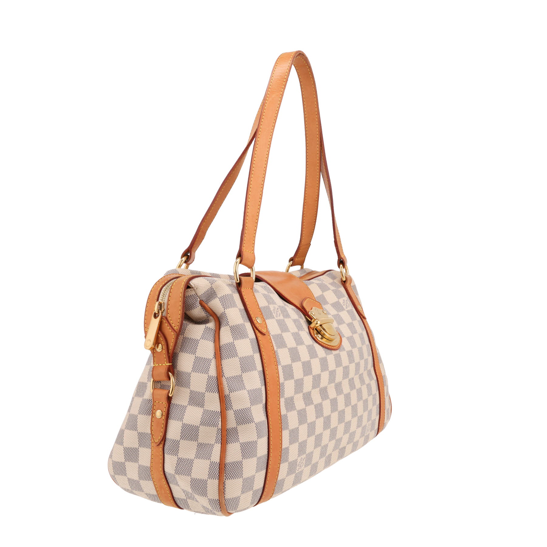 Sac à main Louis Vuitton  Stresa en toile damier azur et cuir naturel