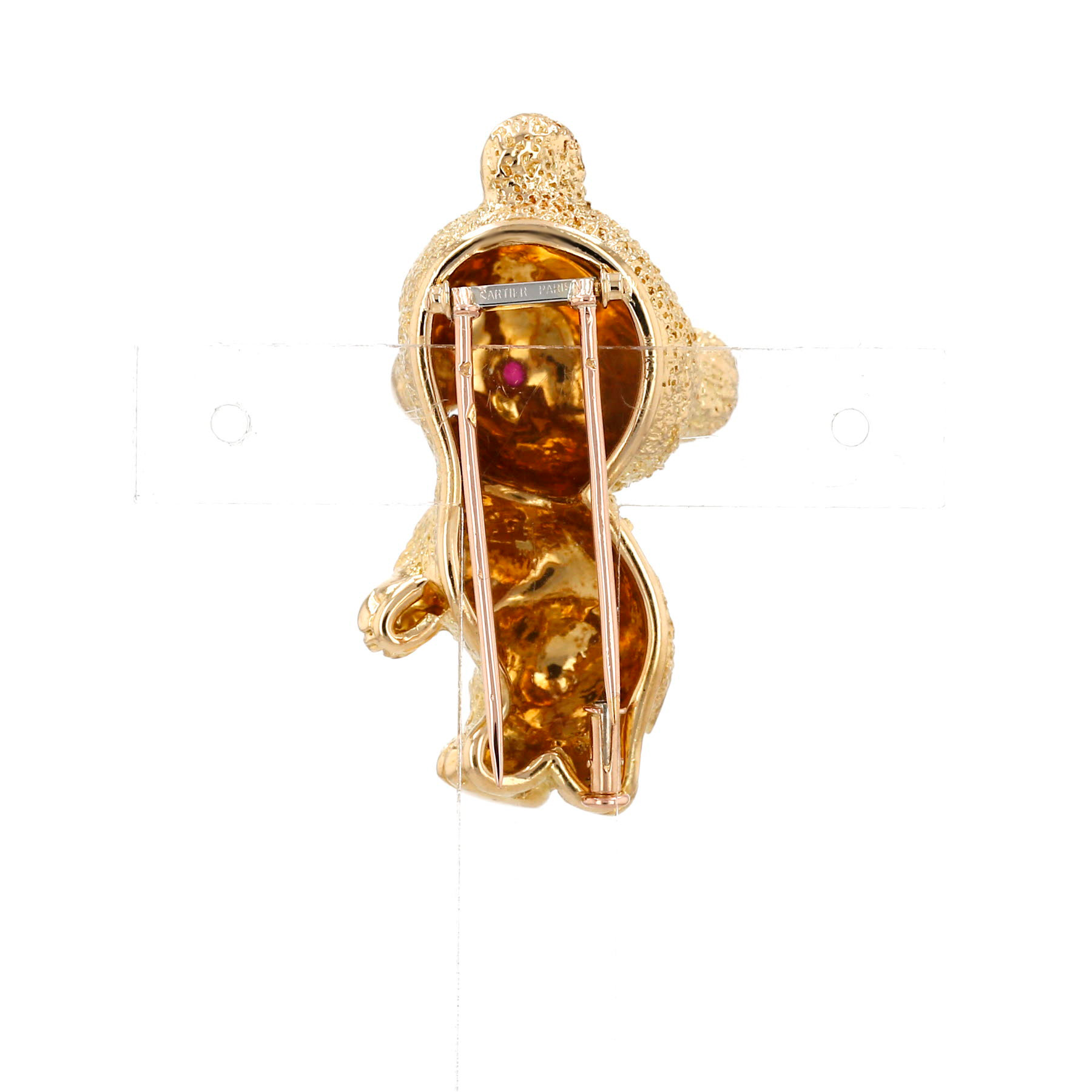 Cartier brooch in yellow gold, enamel and rubies