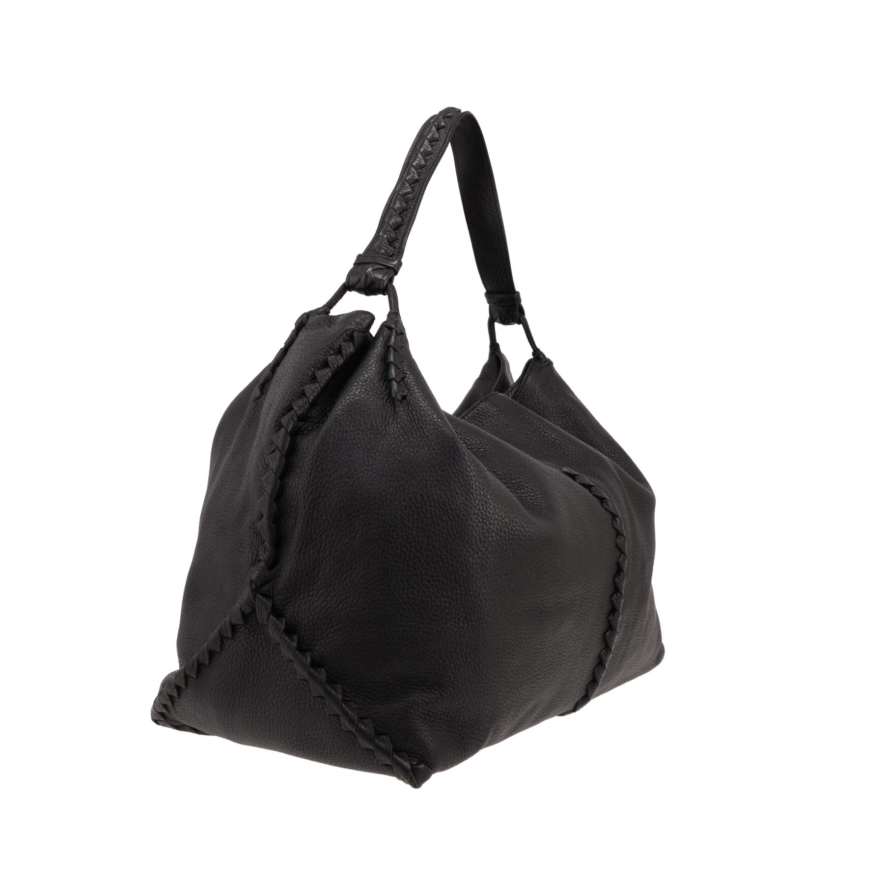 Bottega Veneta   handbag  in black grained leather