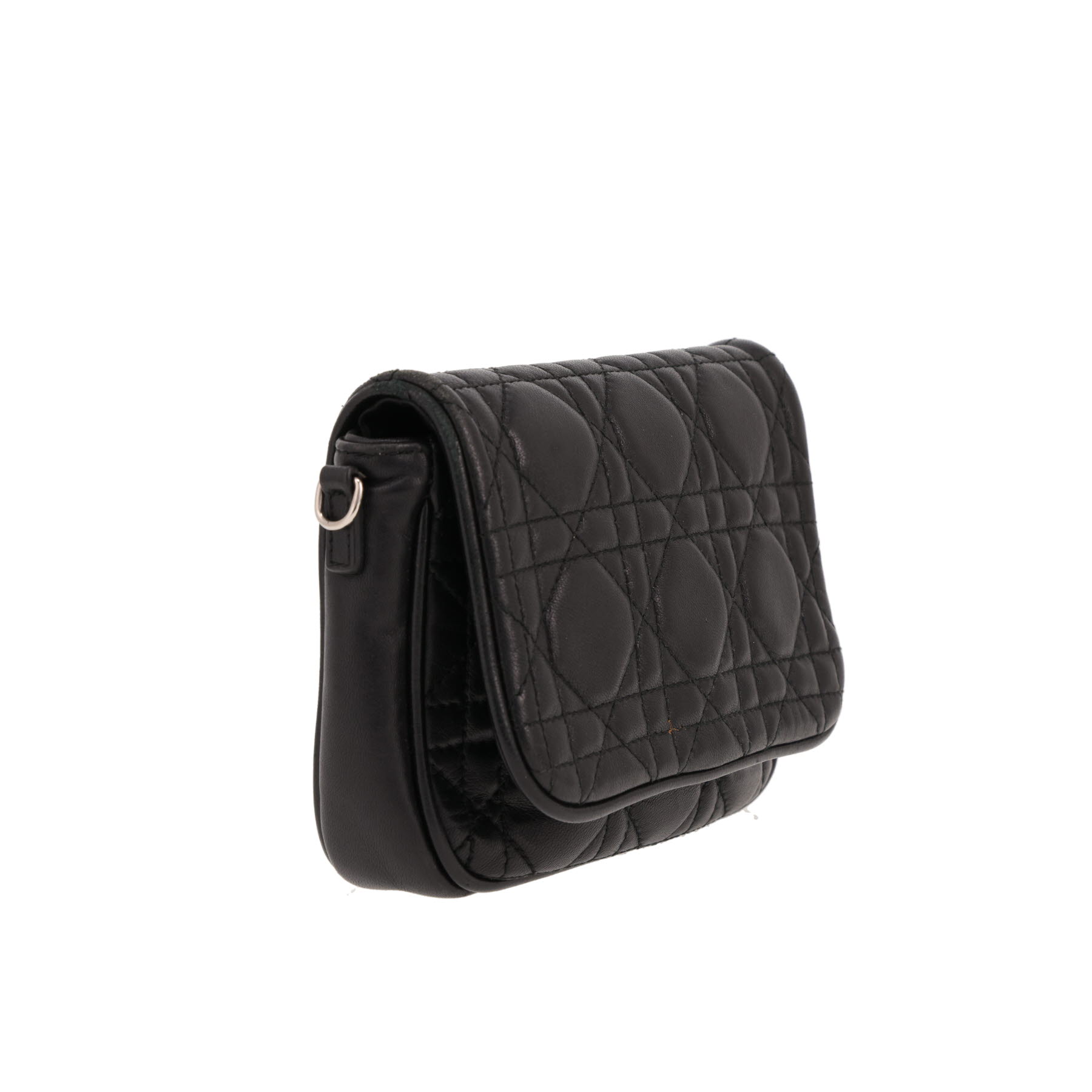 Borsa a tracolla Dior   mini  in pelle cannage nera