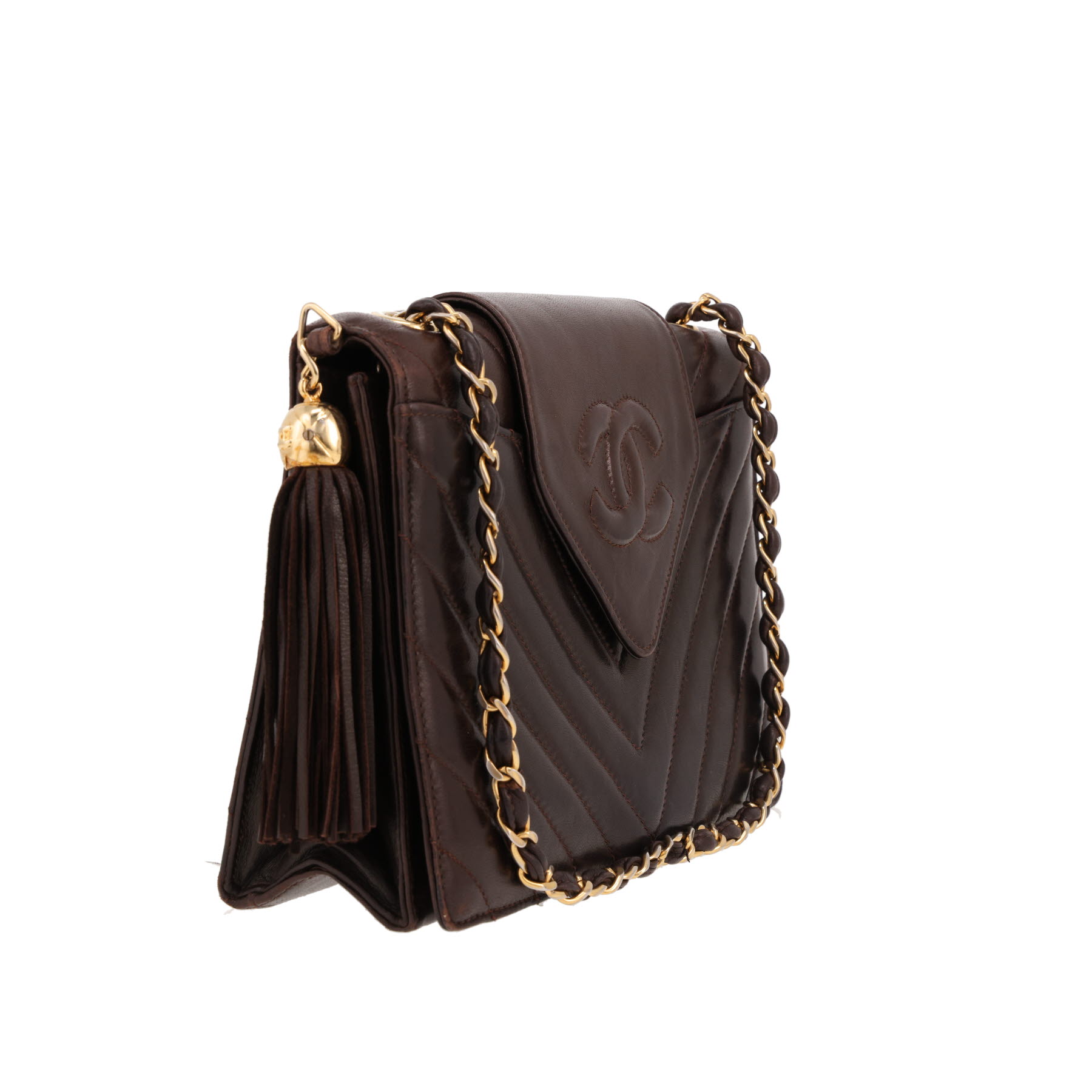 Chanel  Vintage shoulder bag  in brown quilted leather