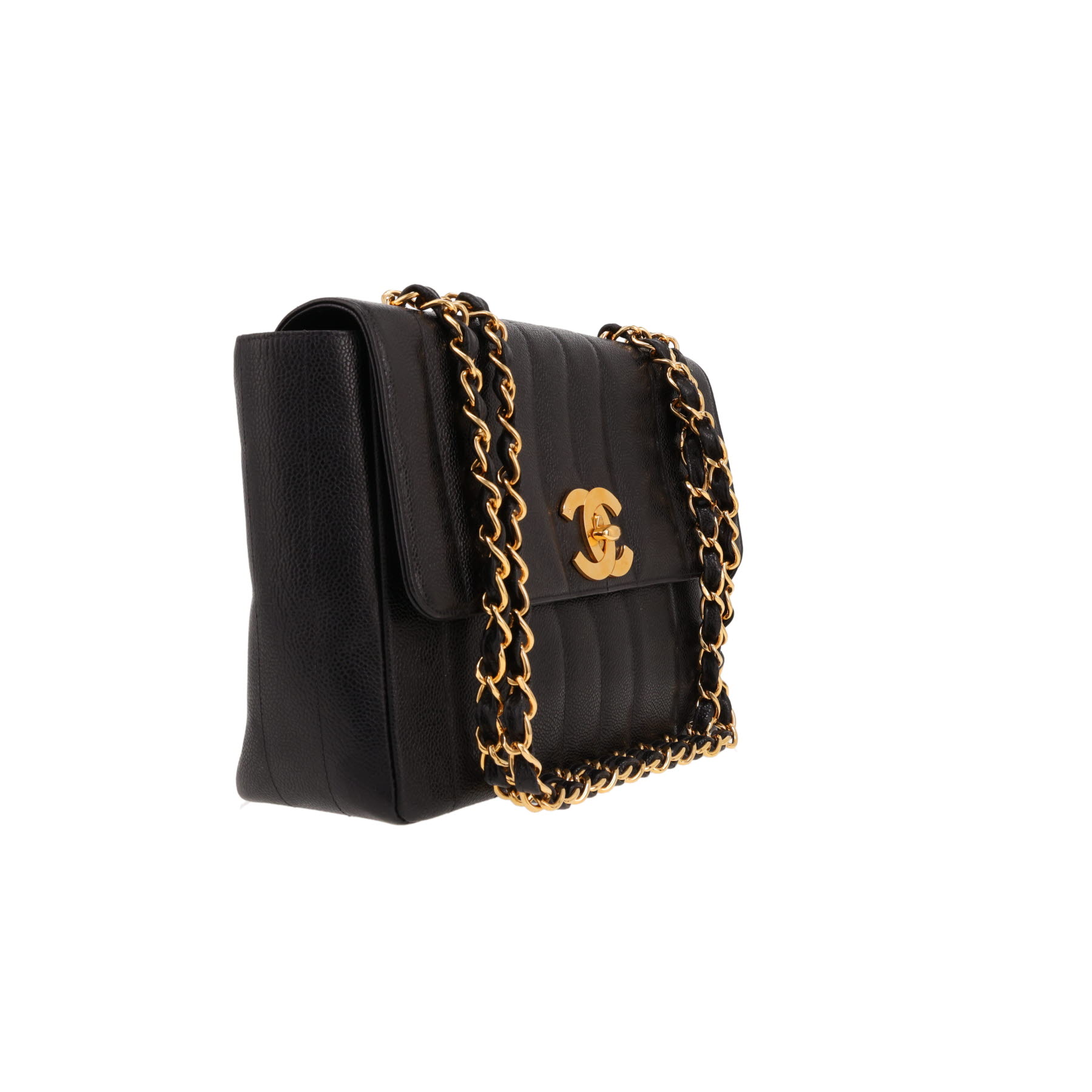 Borsa a tracolla Chanel Timeless Jumbo in pelle martellata nera
