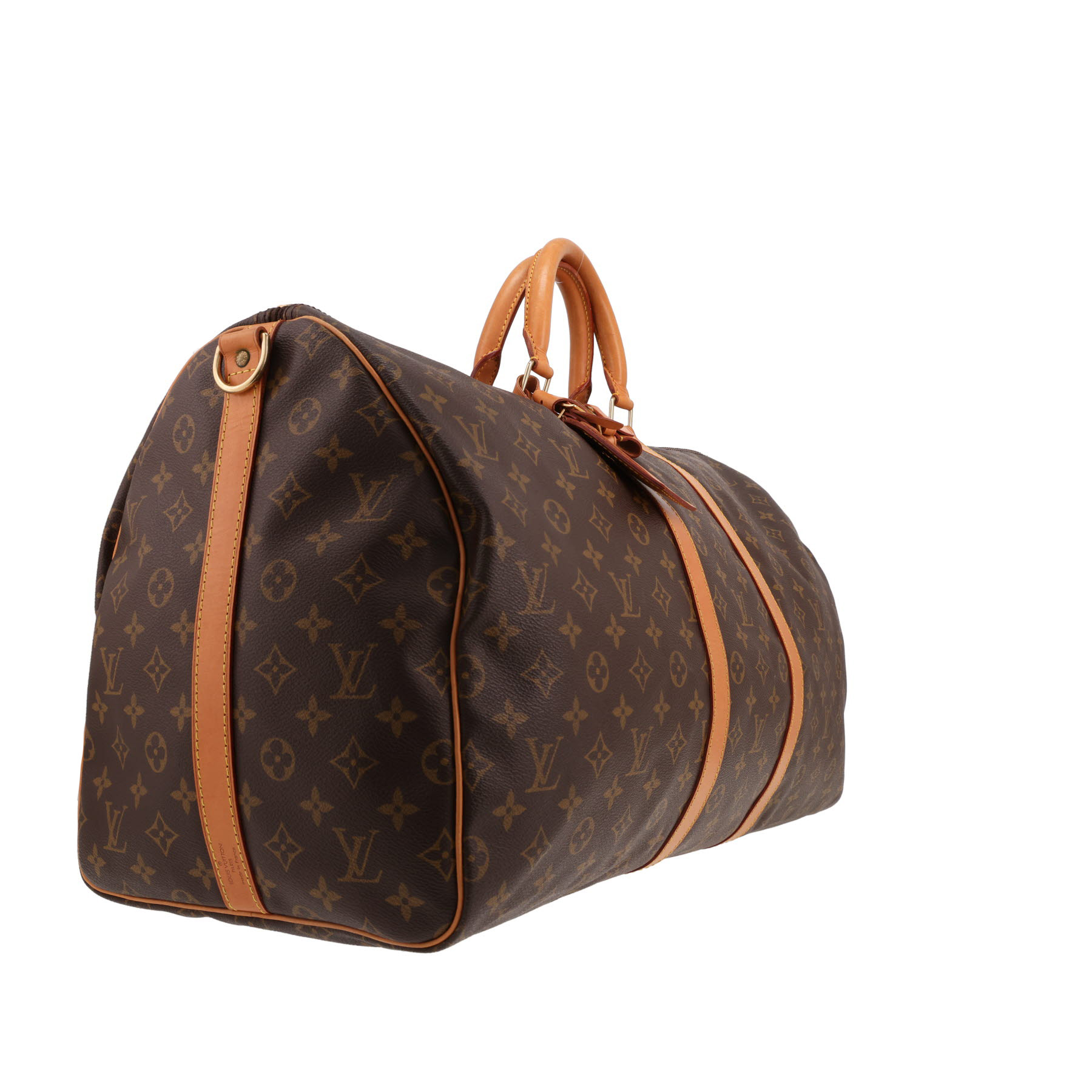 Louis Vuitton Keepall 55 travel bag in brown Monogram canvas and natural leather