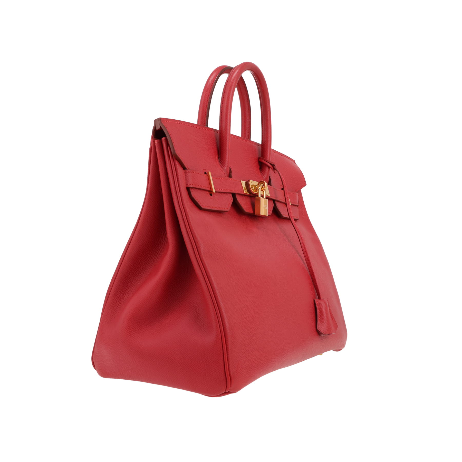 Bolso de mano Hermès «Haut à Courroies» de 32 cm, de piel Courchevel Rouge Vif