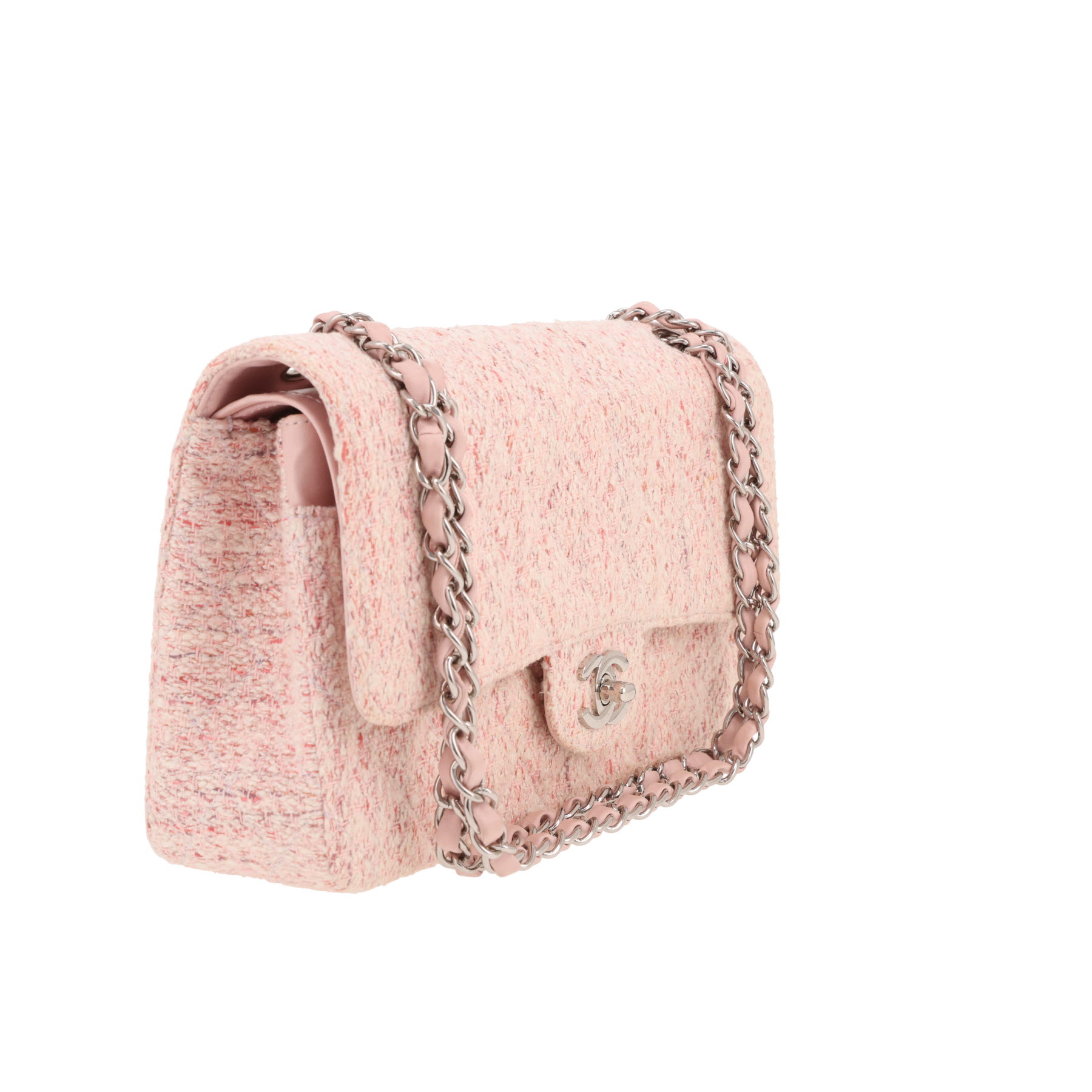 Chanel Timeless Classic handbag in pink tweed
