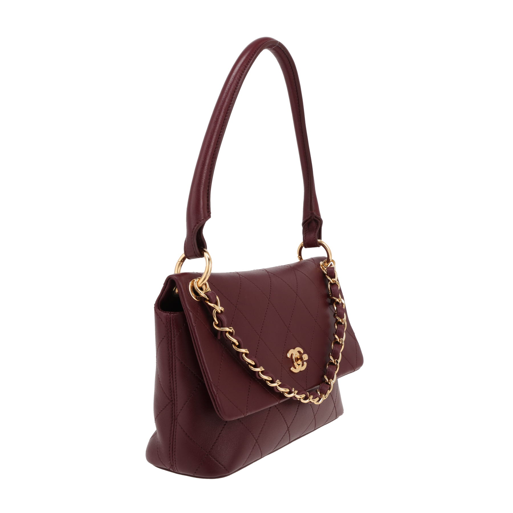 Chanel  Sac à rabat large model  bag worn on the shoulder or carried in the hand  in burgundy leather
