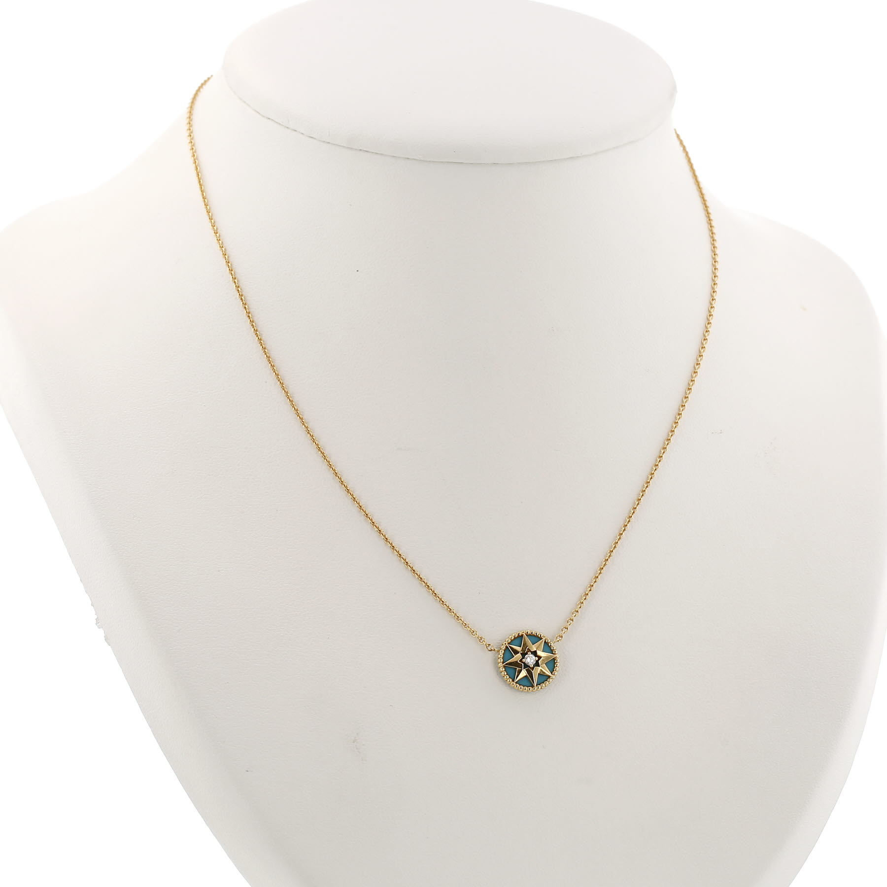 Collier Dior Rose des vents en or jaune, turquoise et diamant