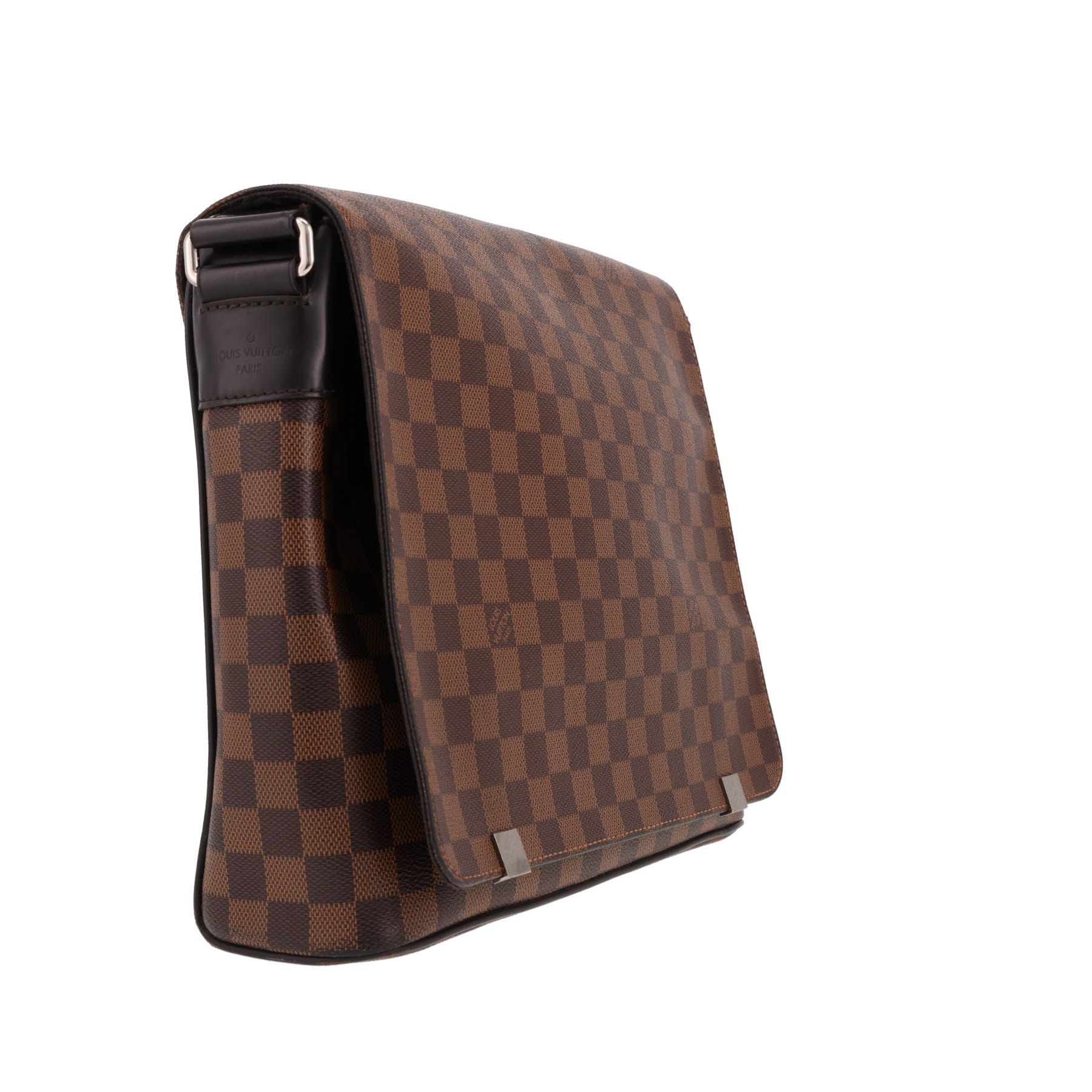 Borsa a tracolla Louis Vuitton  Messenger modello medio  in tela a scacchi ebana e pelle marrone