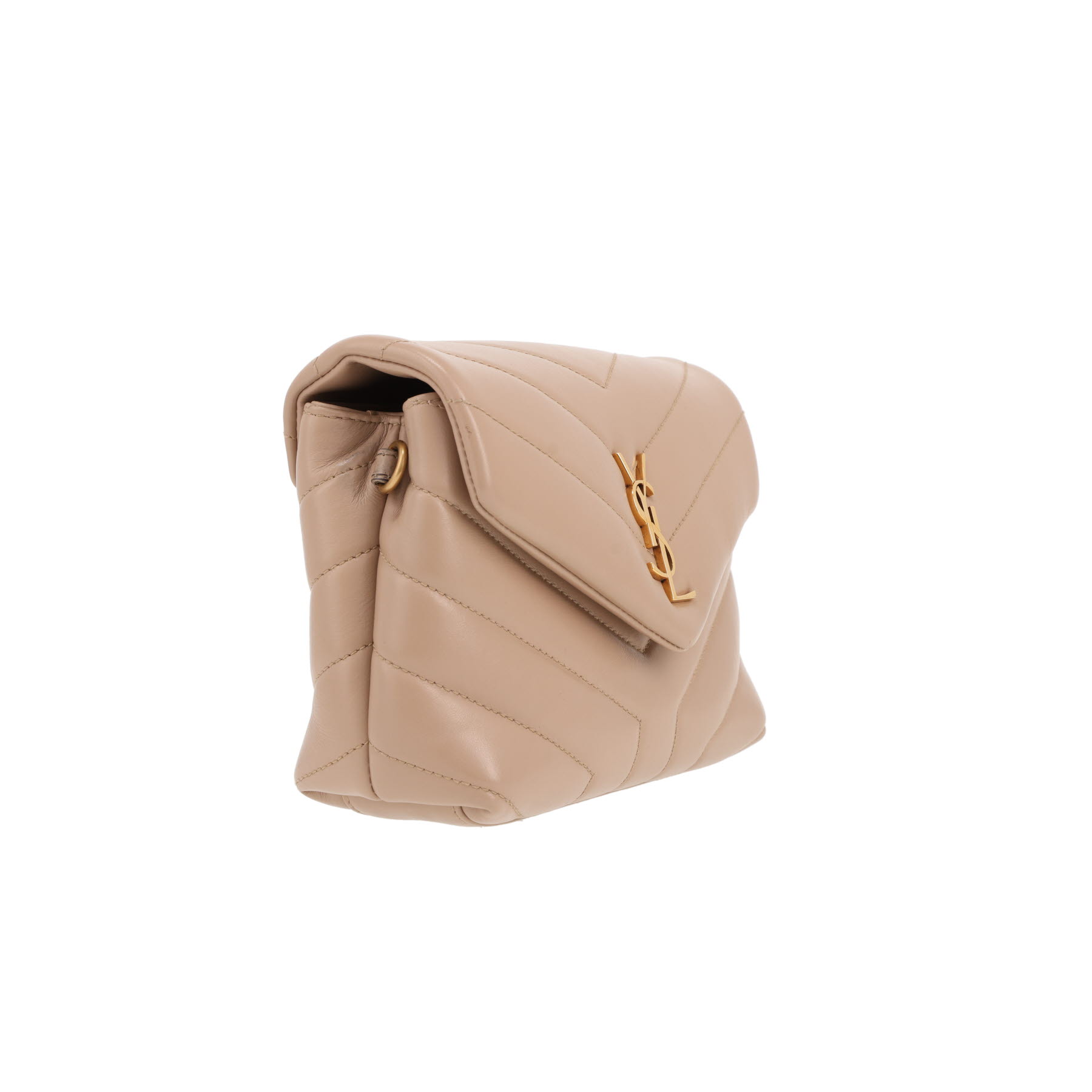 Bolso bandolera Saint Laurent  Toy Loulou en cuero acolchado con motivos de espigas beige