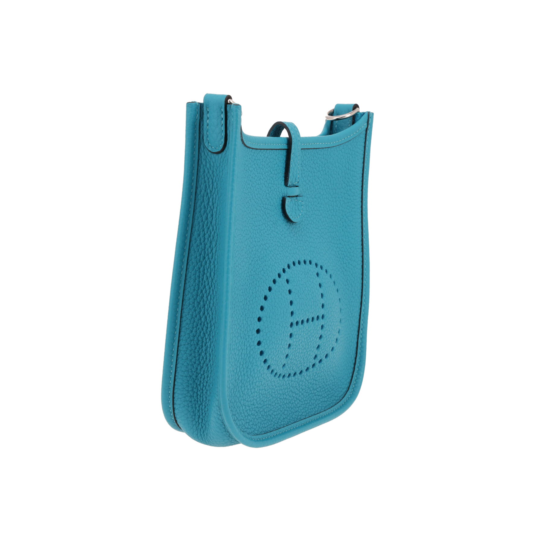 Bolso bandolera Hermès  Mini Evelyne en cuero taurillon clémence azul