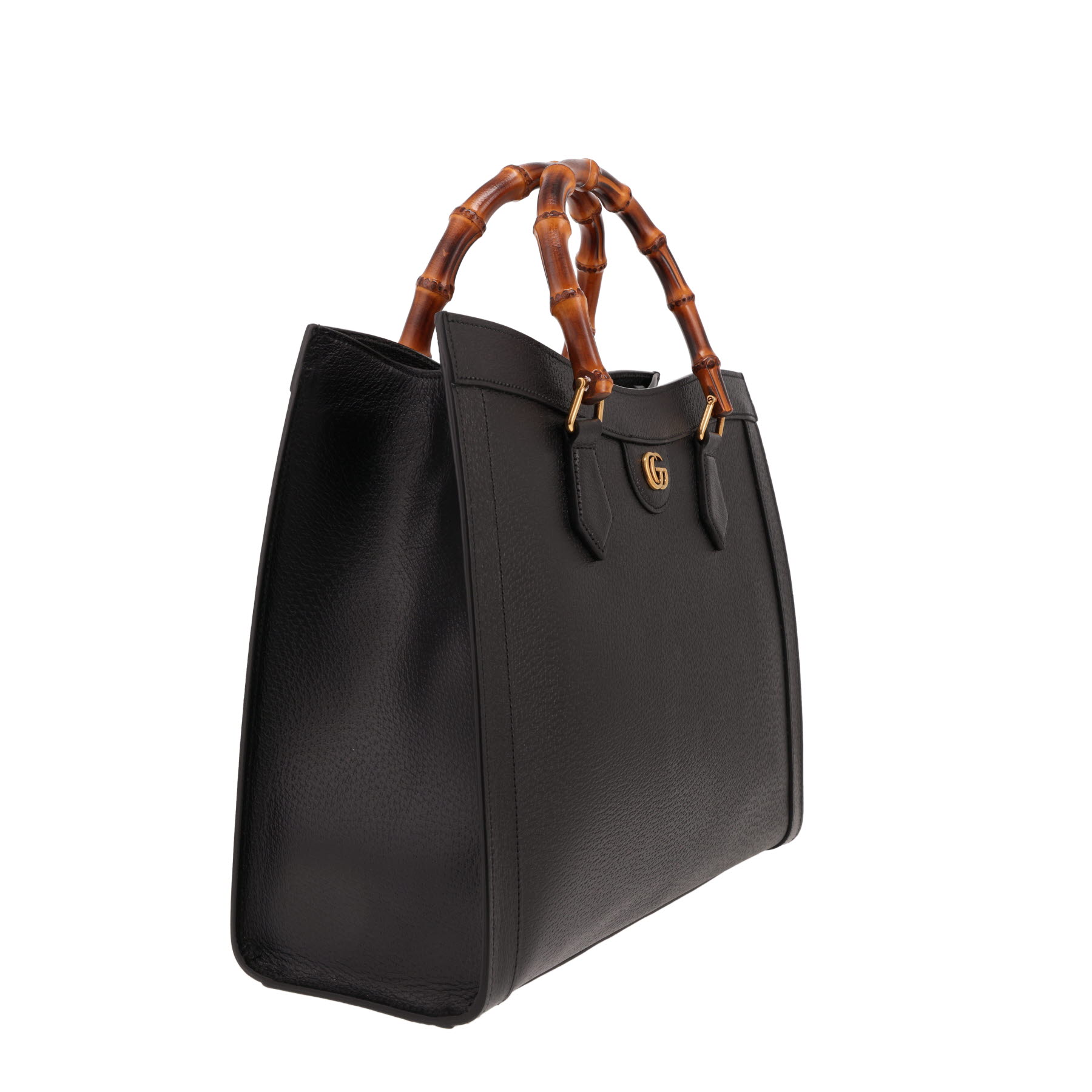Gucci  Diana large model  handbag  in black leather  and bamboo