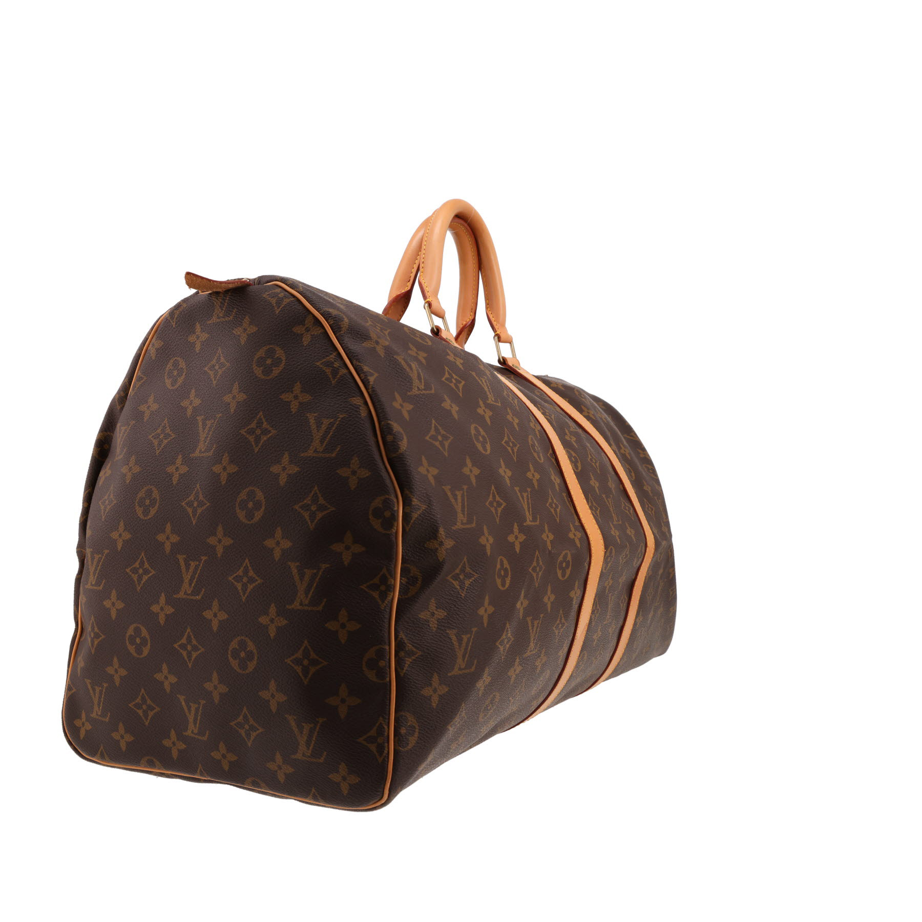 Louis Vuitton  Keepall 55 travel bag  in brown monogram canvas  and natural leather