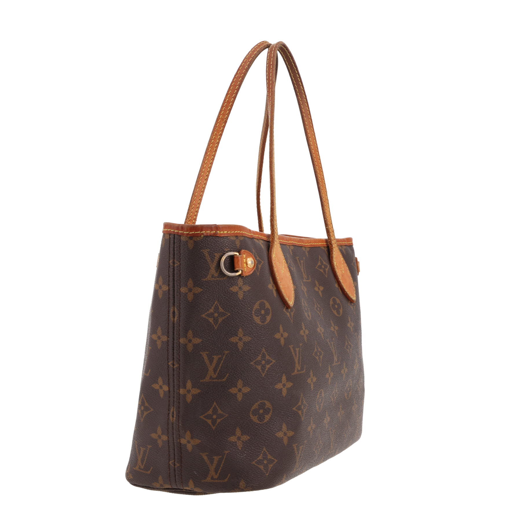 Louis Vuitton  Neverfull small model  shopping bag  in brown monogram canvas  and natural leather