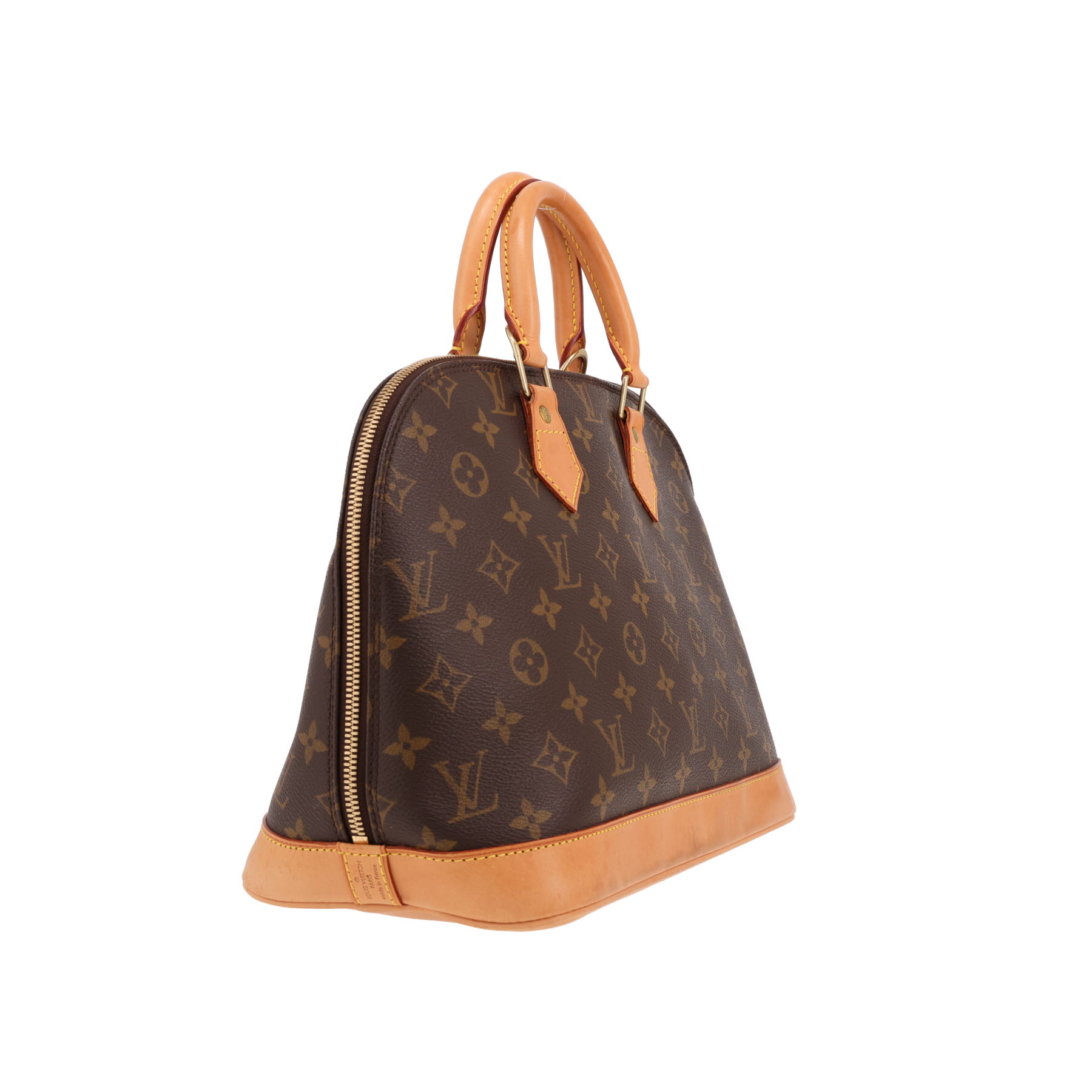 Borsa Louis Vuitton  Alma modello piccolo  in tela monogram marrone e pelle naturale