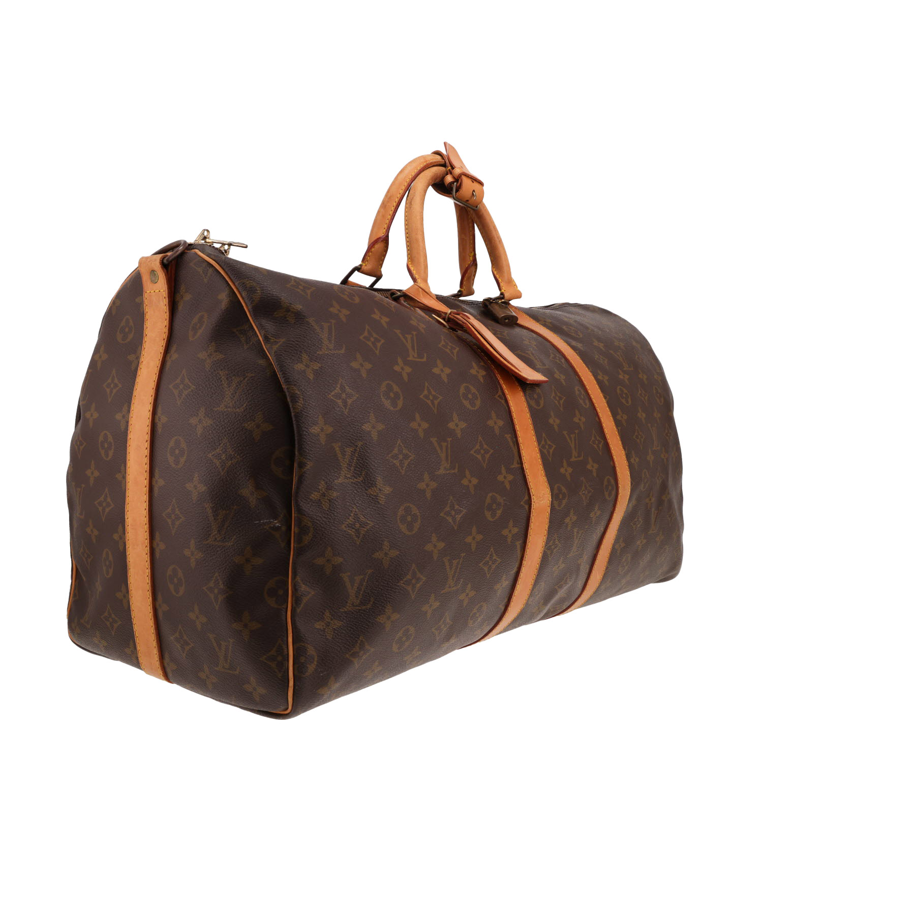 Louis Vuitton Keepall 55 travel bag in brown Monogram canvas and natural leather