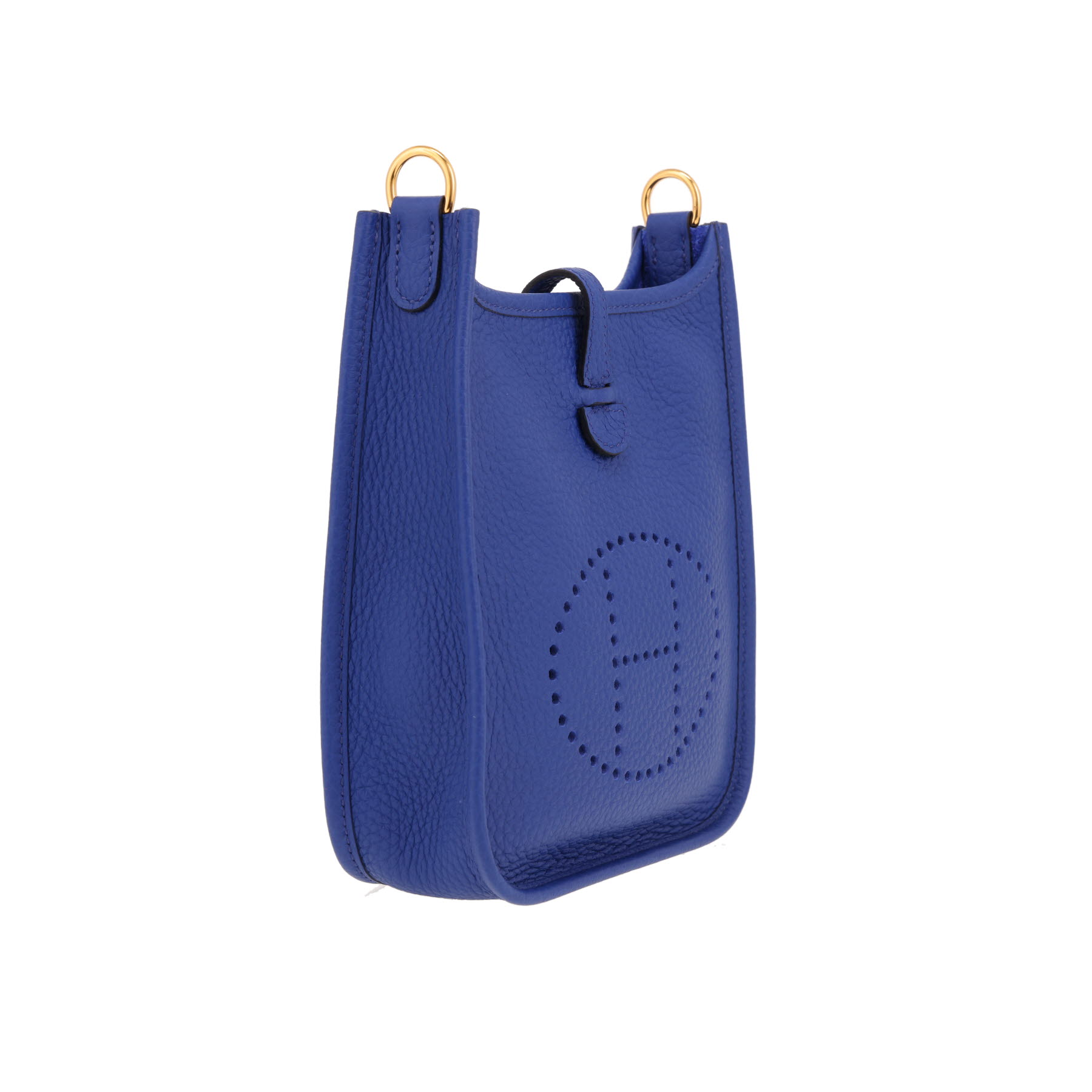 Hermès  Mini Evelyne shoulder bag  in blue leather taurillon clémence