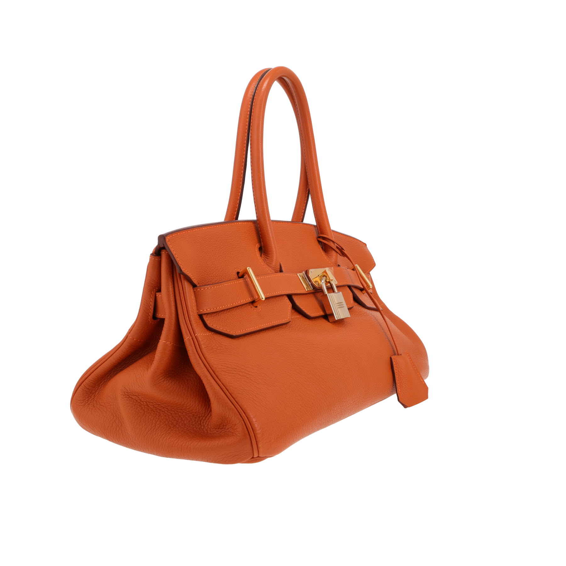 Hermès  Birkin Shoulder bag worn on the shoulder or carried in the hand  in orange leather taurillon clémence